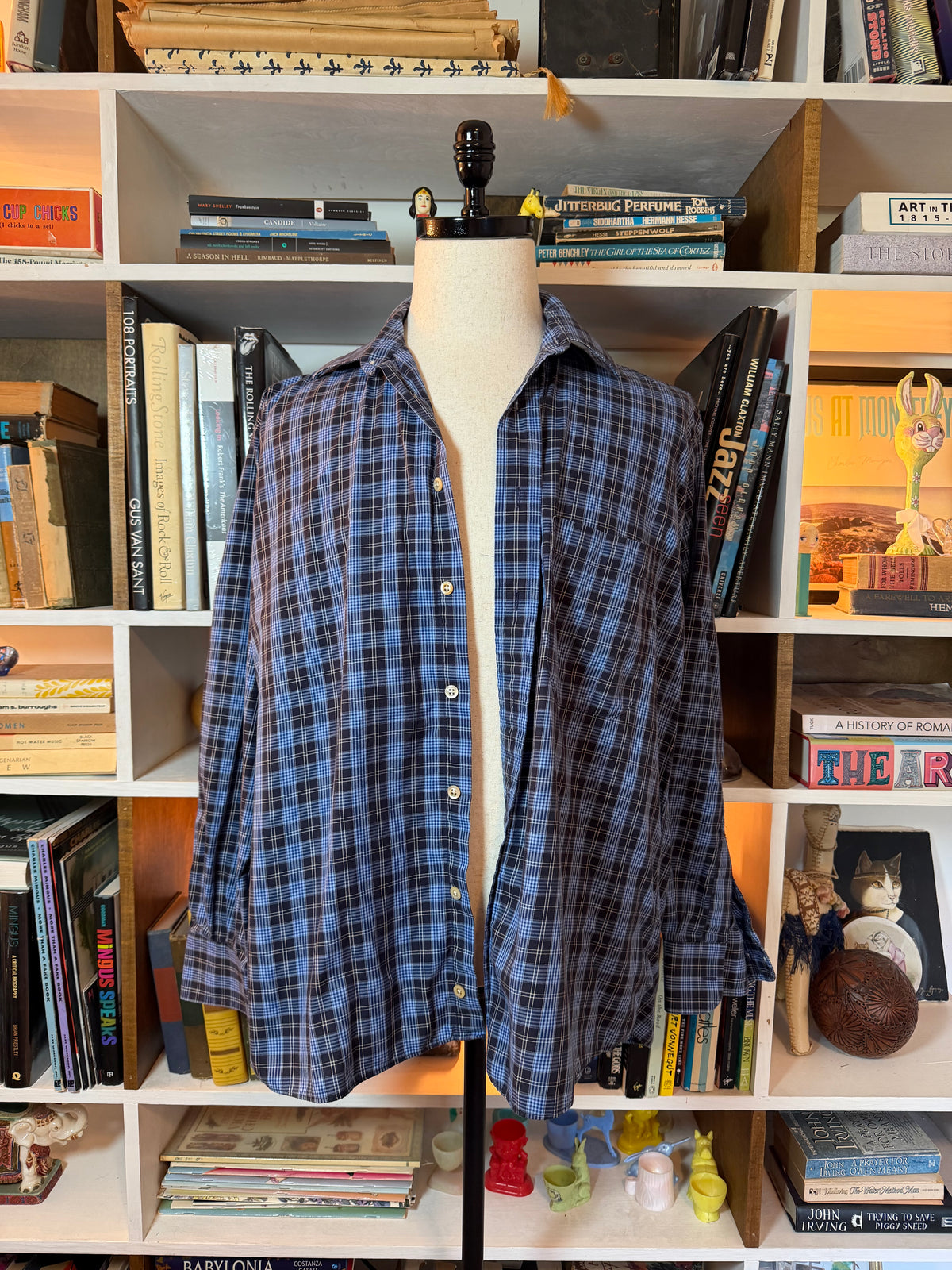 Burberry London Blue Plaid Button-Down Shirt