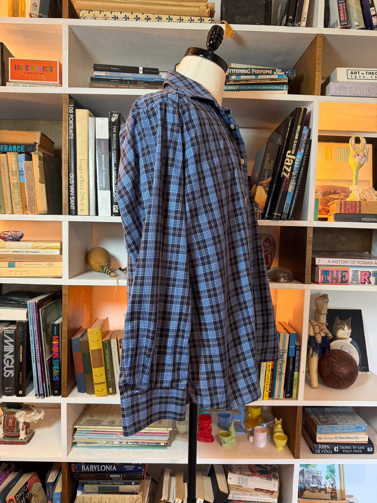 Burberry London Blue Plaid Button-Down Shirt