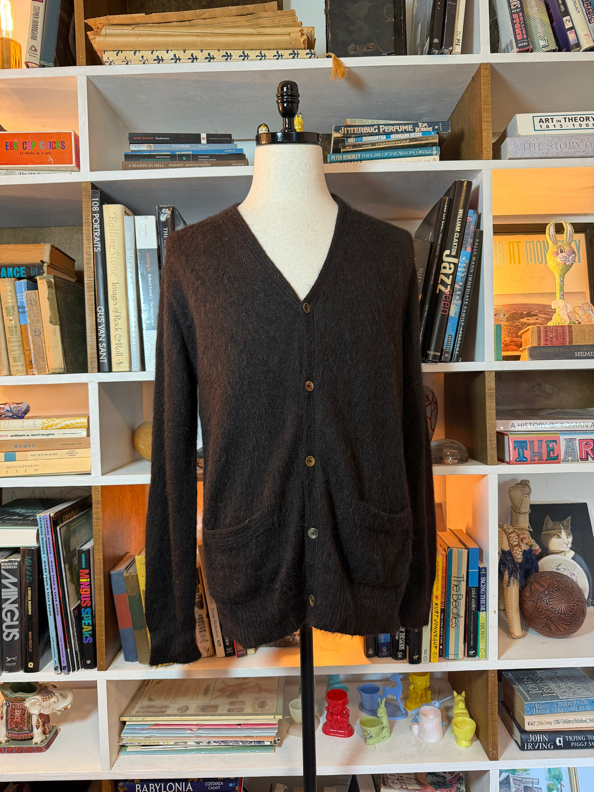 Industry of All Nations Undyed Alpaca Cardigan Dark Brown L
