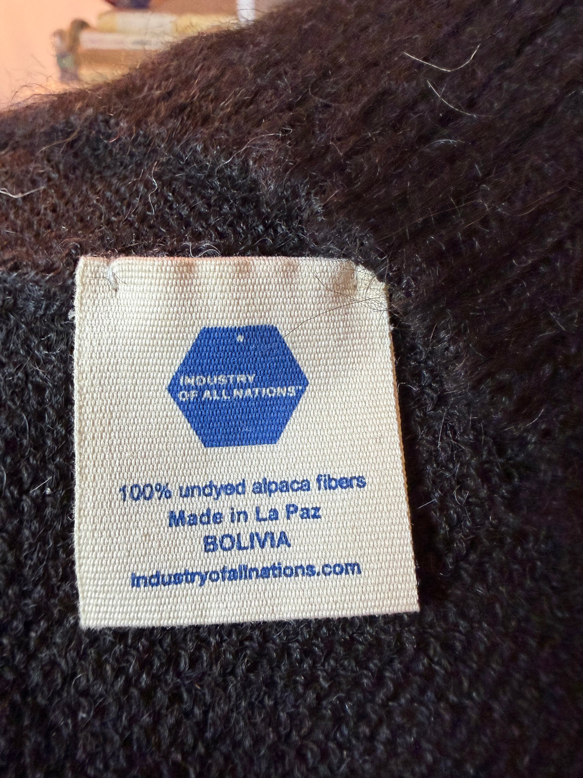 Industry of All Nations Undyed Alpaca Cardigan Dark Brown L