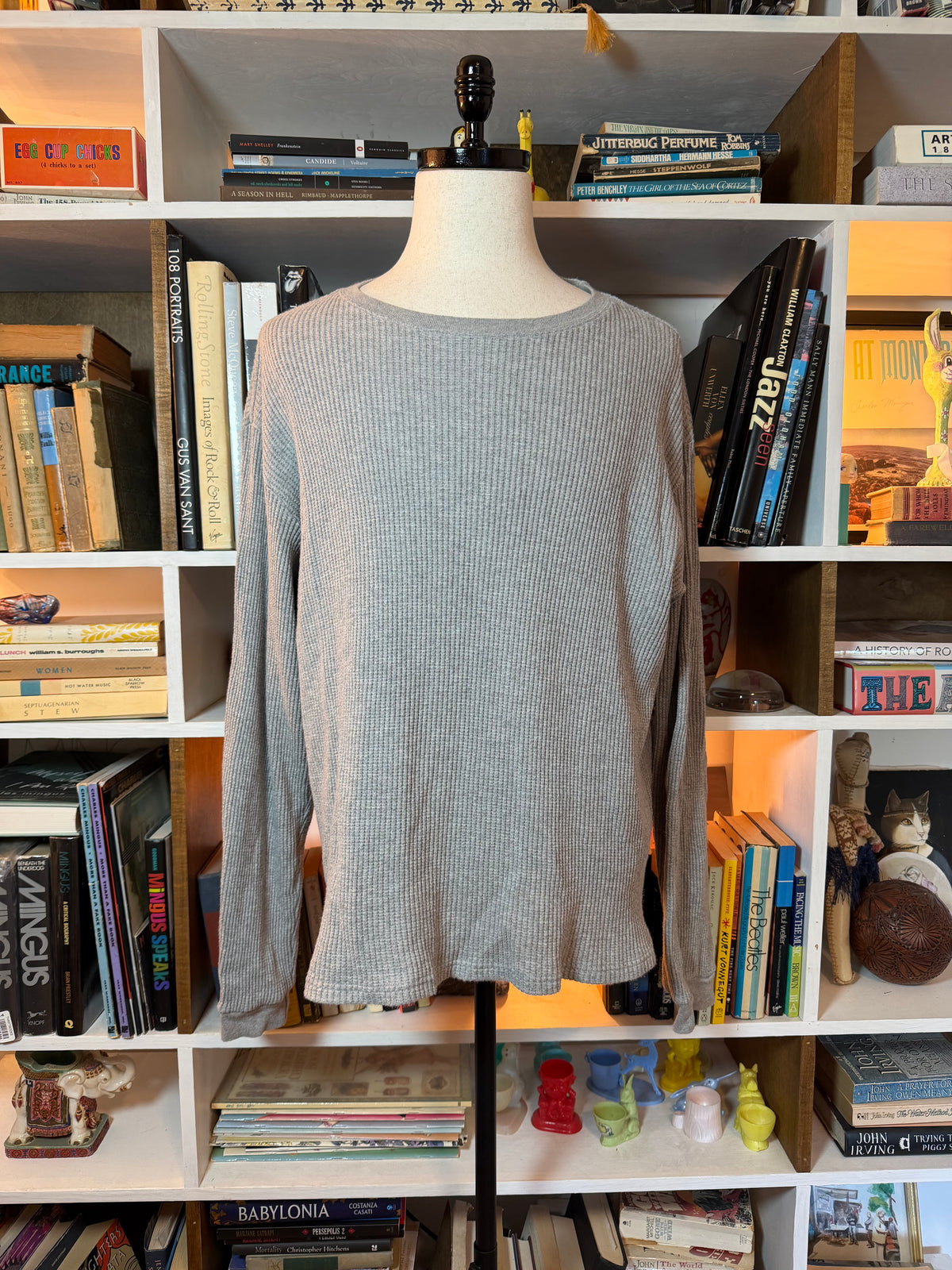 BRUT Paris Gray Waffle Knit Thermal Long Sleeve