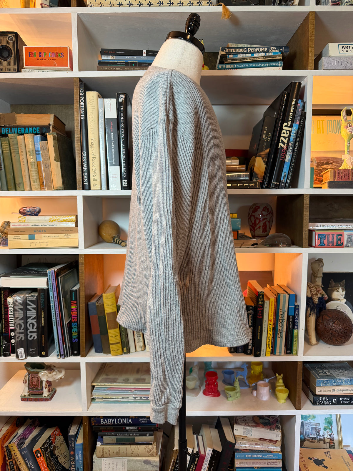 BRUT Paris Gray Waffle Knit Thermal Long Sleeve