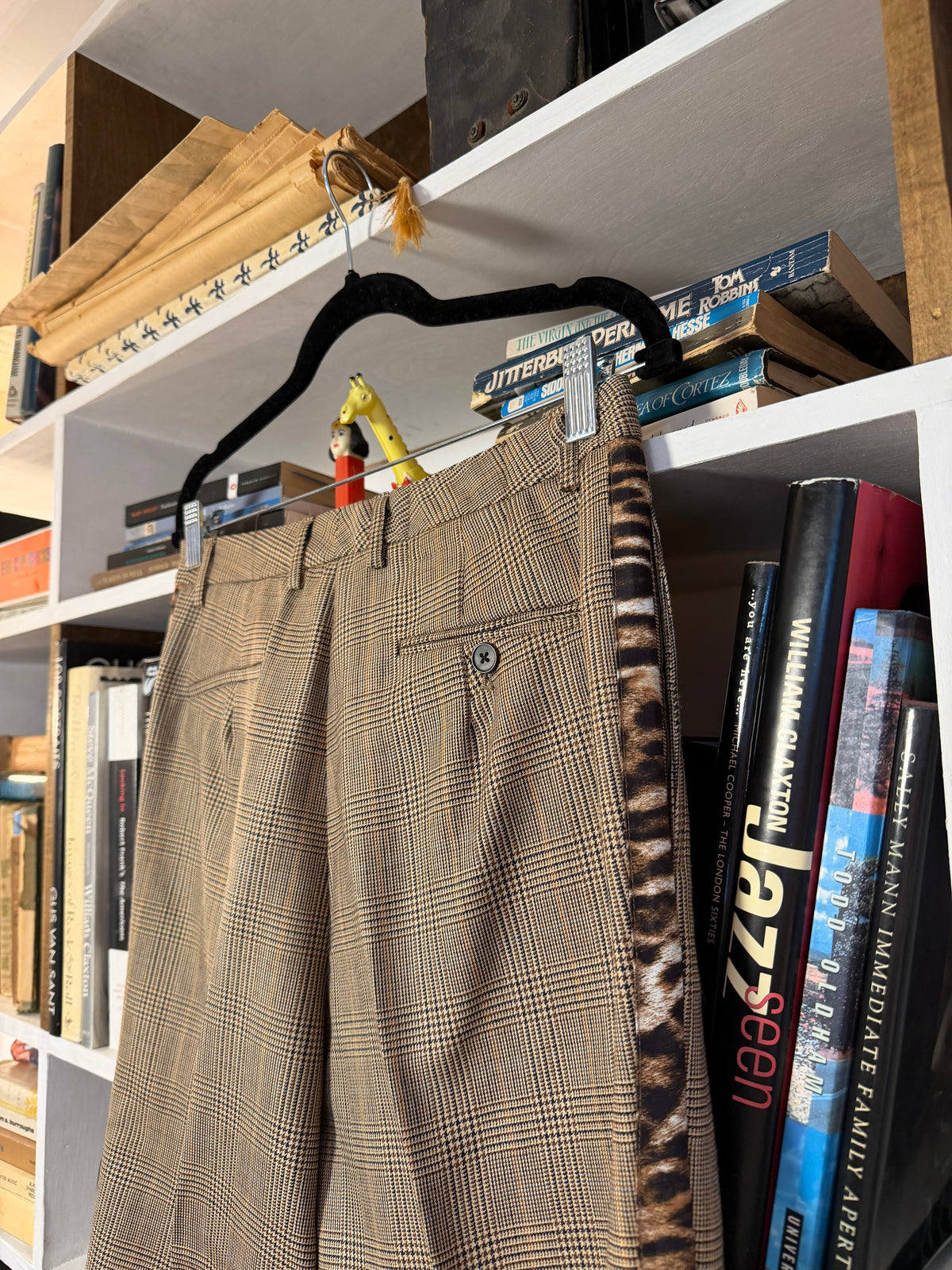 R13 Tuxedo Trouser Brown Glen Plaid Leopard Stripe 29 NWT