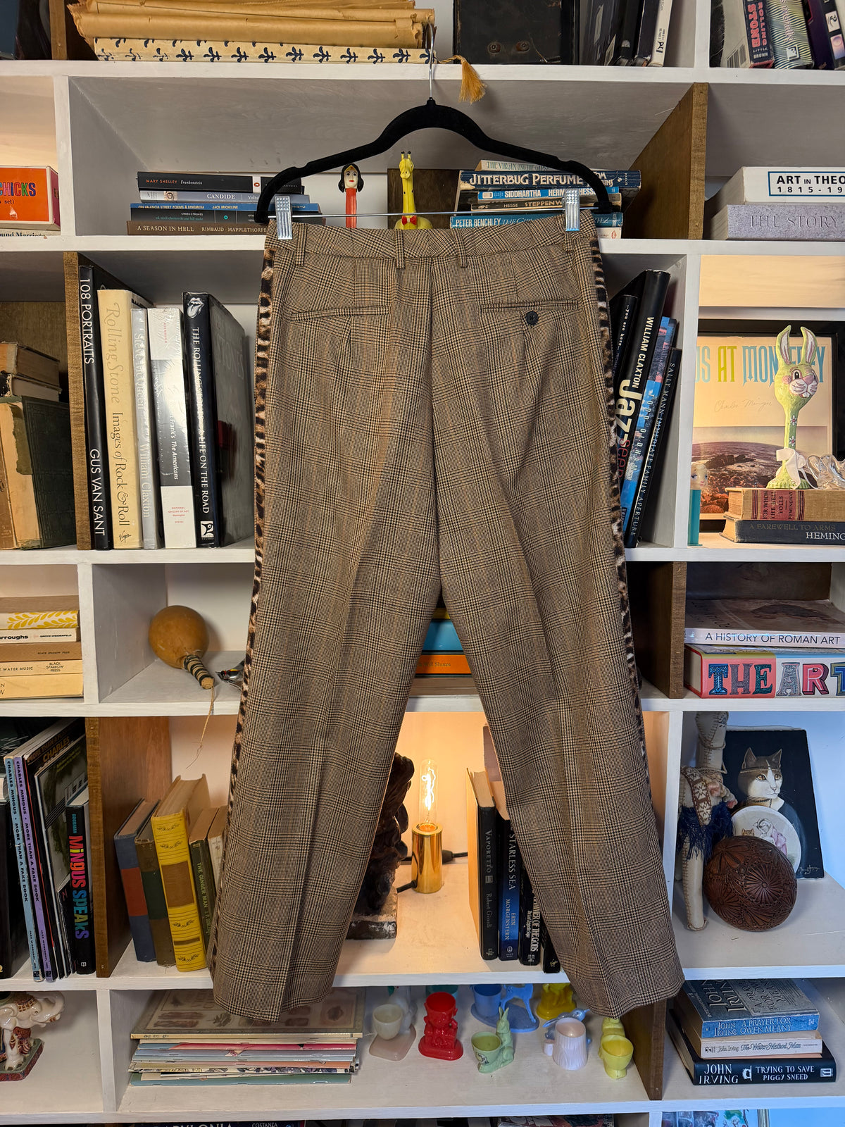 R13 Tuxedo Trouser Brown Glen Plaid Leopard Stripe 29 NWT