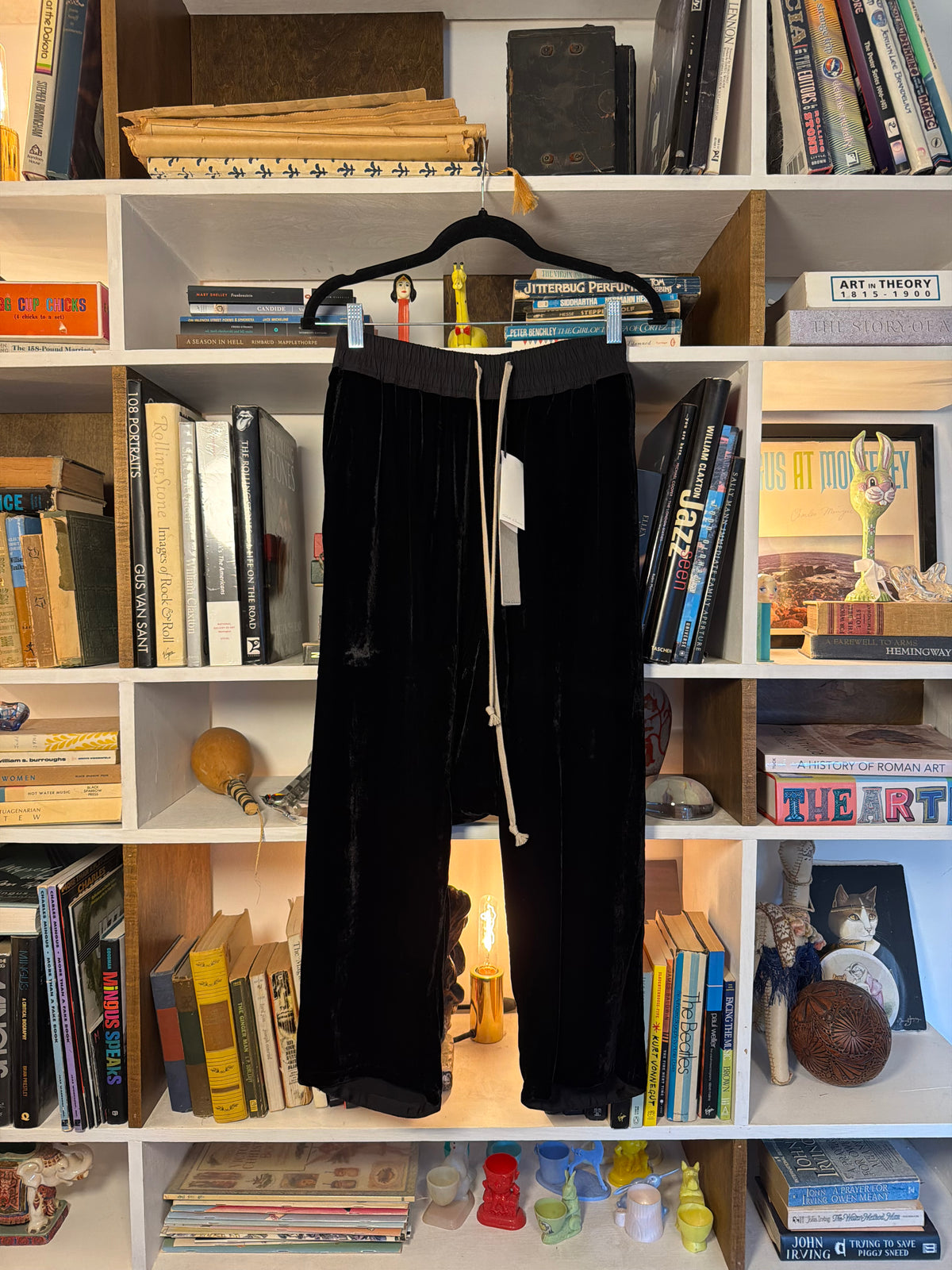 Rick Owens FW18 "Sisyphus" Velvet Cropped Drop-Crotch Pants