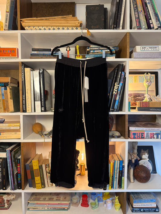 Rick Owens FW18 "Sisyphus" Velvet Cropped Drop-Crotch Pants