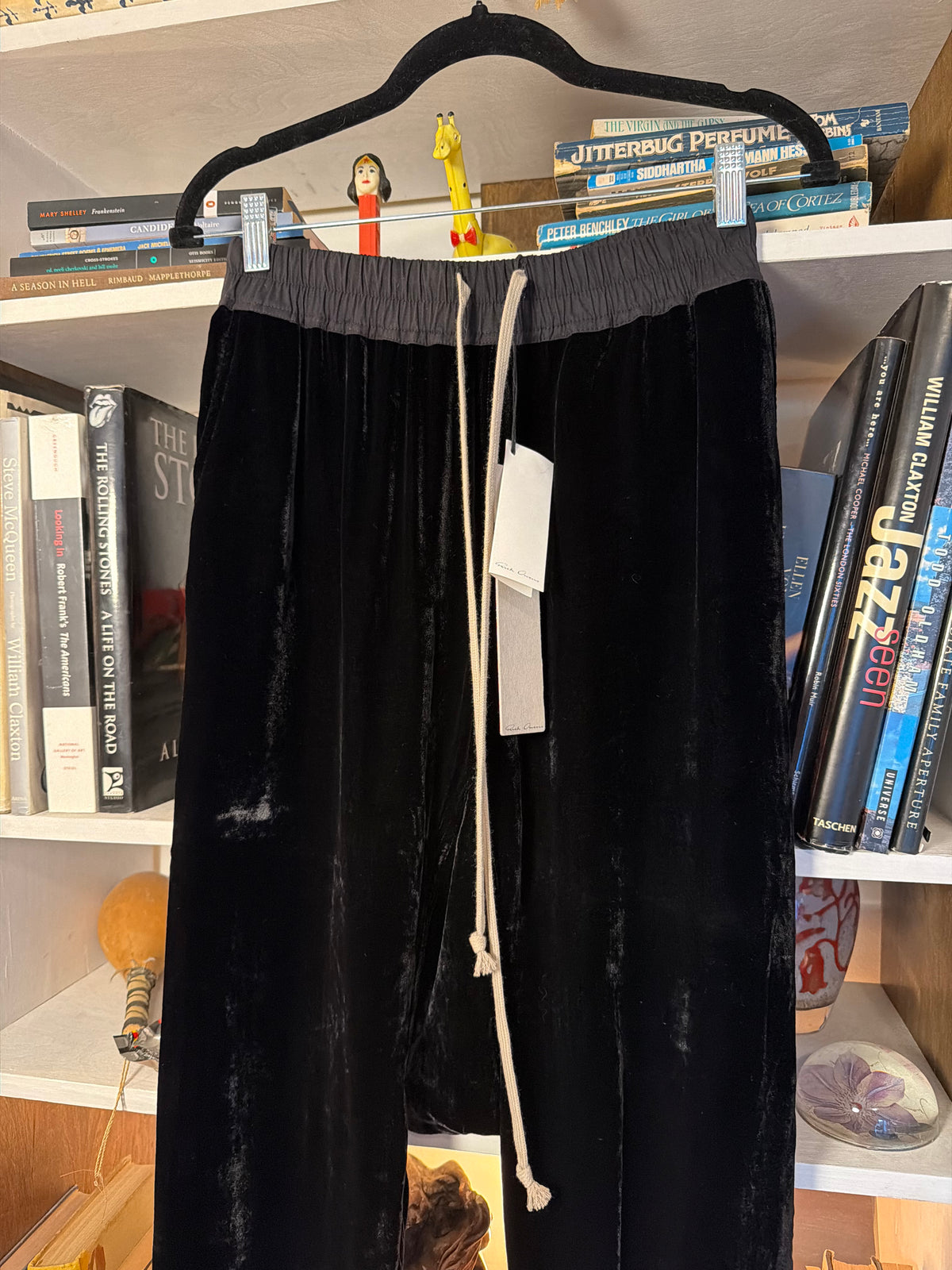 Rick Owens FW18 "Sisyphus" Velvet Cropped Drop-Crotch Pants