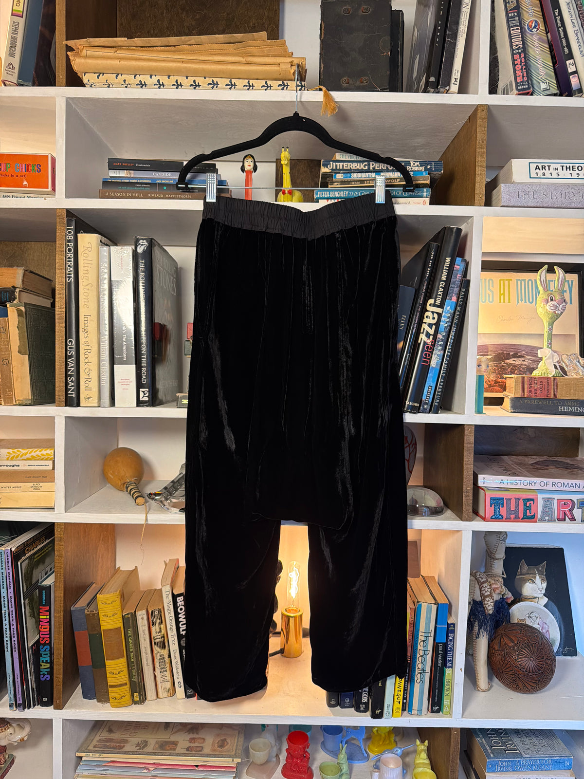 Rick Owens FW18 "Sisyphus" Velvet Cropped Drop-Crotch Pants