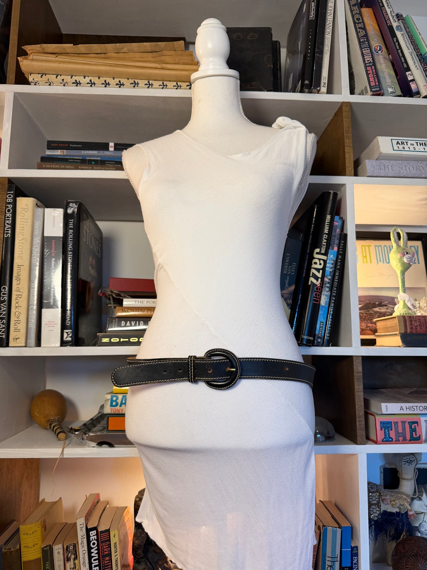 Double Black Leather Belt