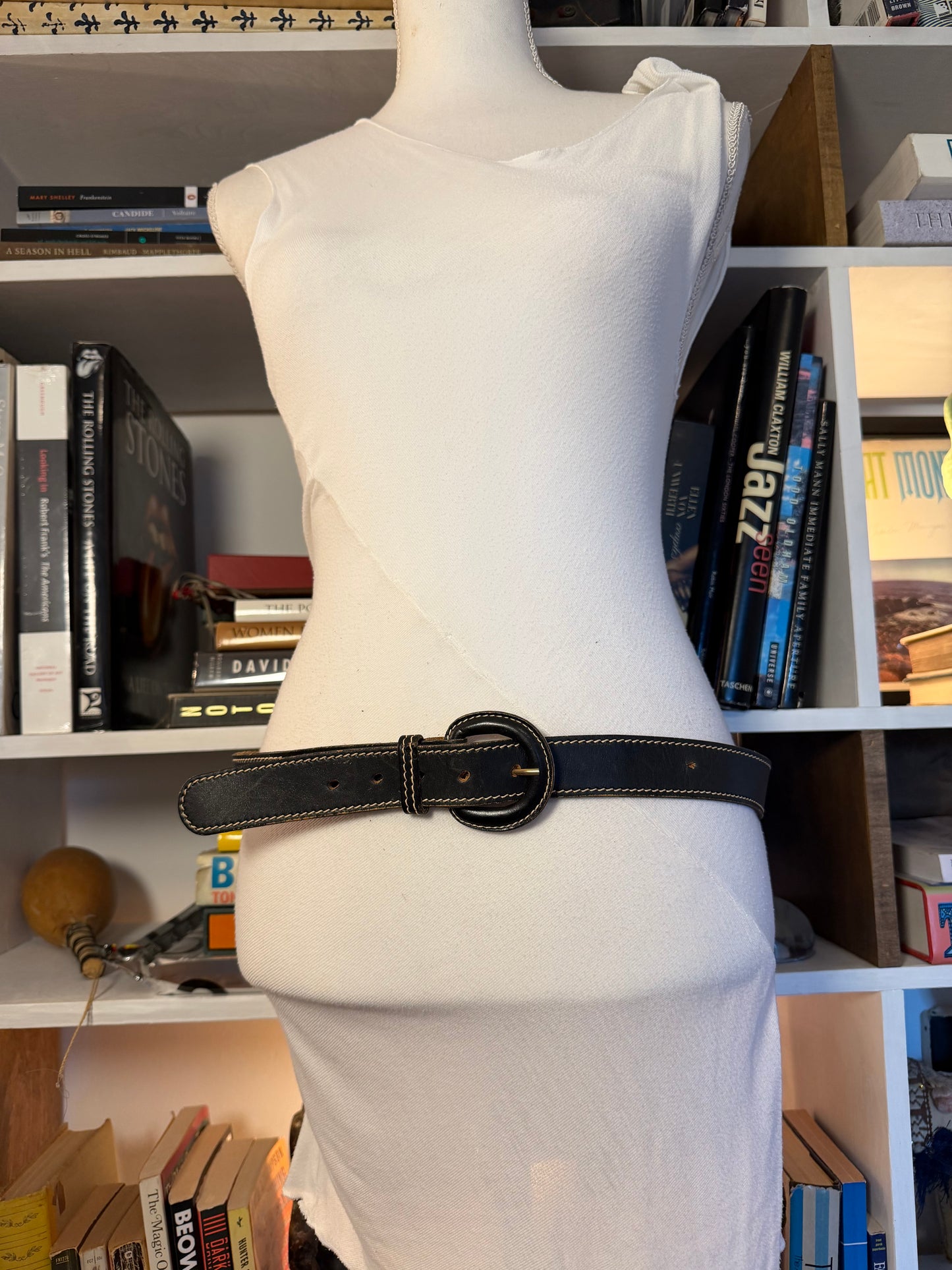 Double Black Leather Belt