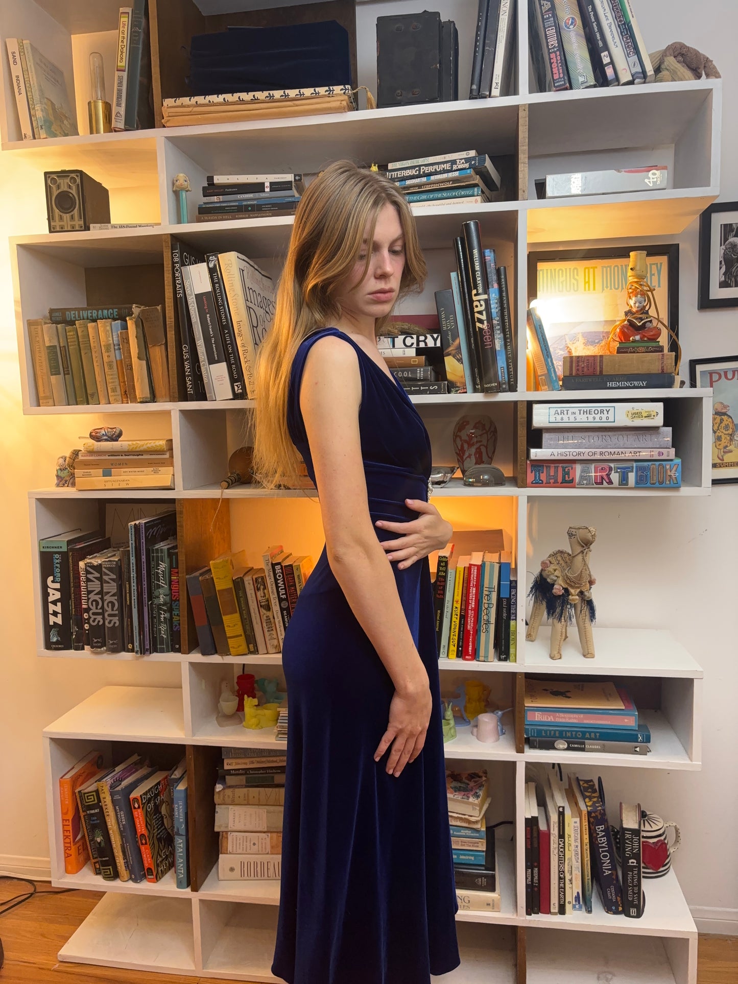 Marc Bouwer Blue Velvet Dress