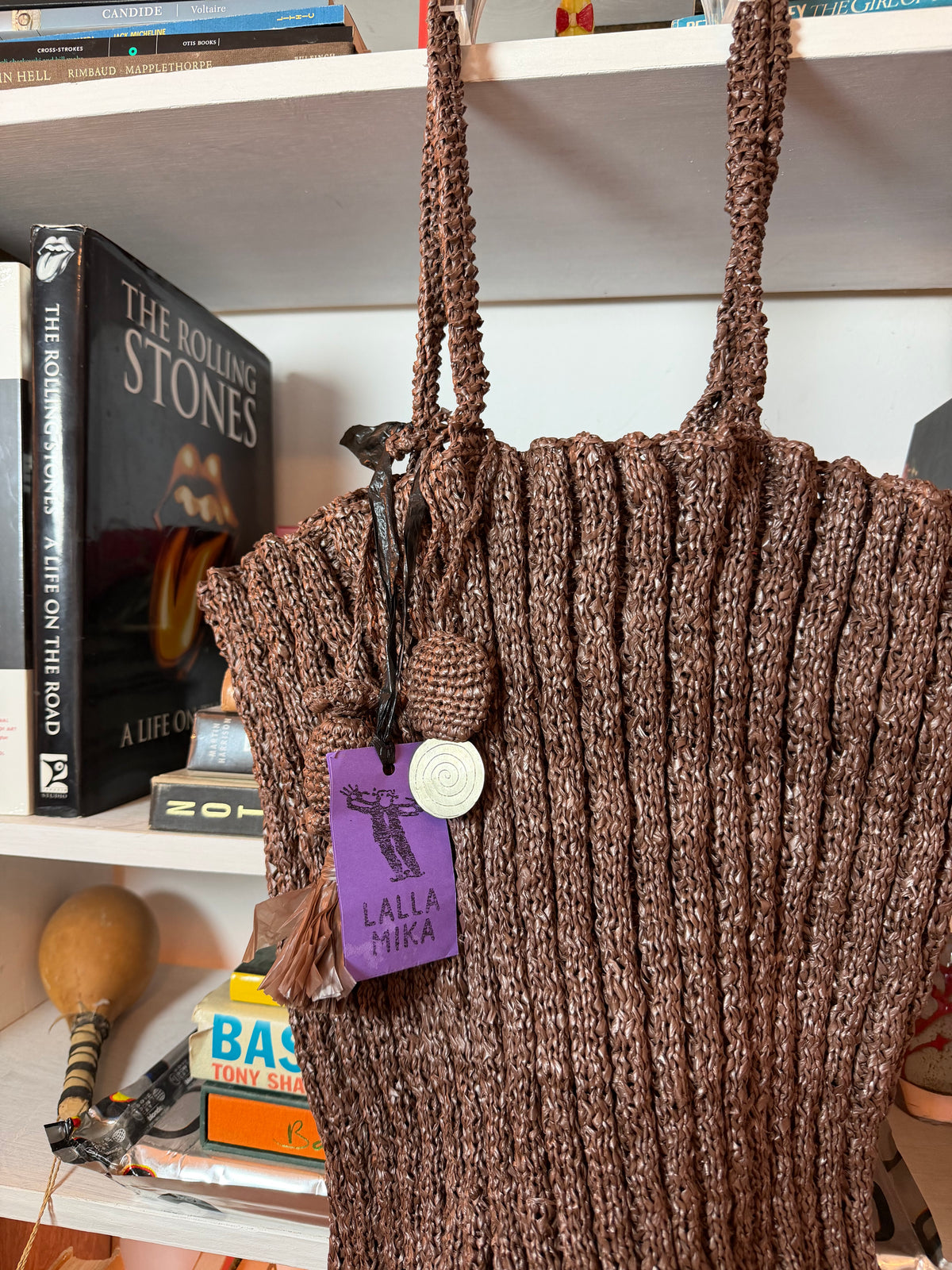 Lalla Mika Brown Recycled Plastic Tote NWT