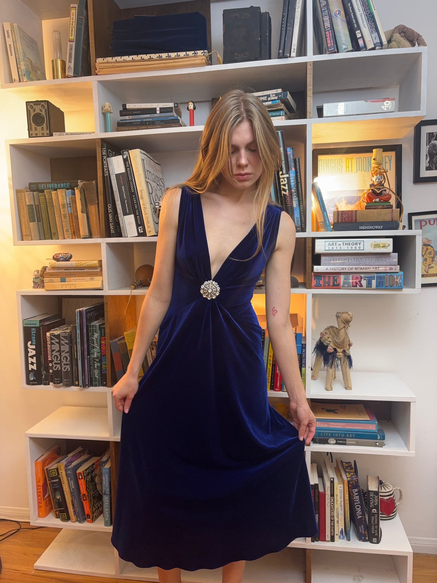 Marc Bouwer Blue Velvet Dress