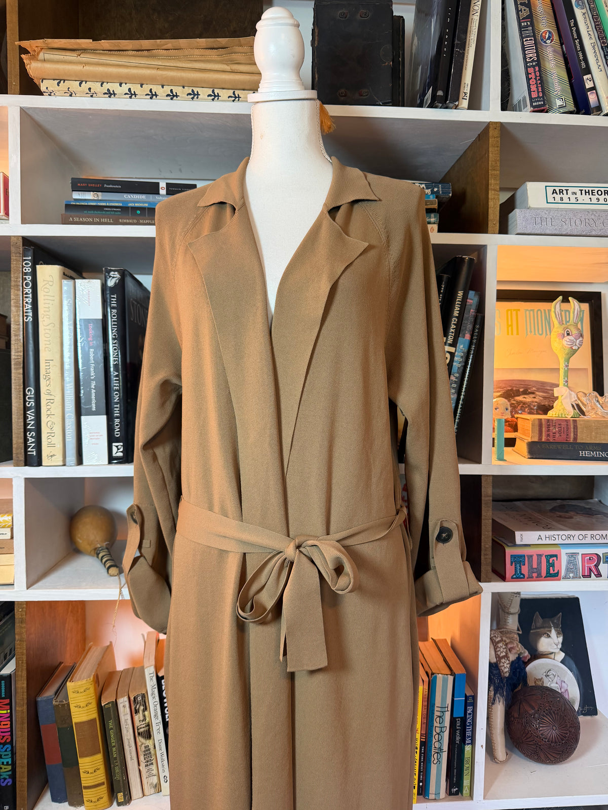 Massimo Dutti Brown Knit Trench Coat