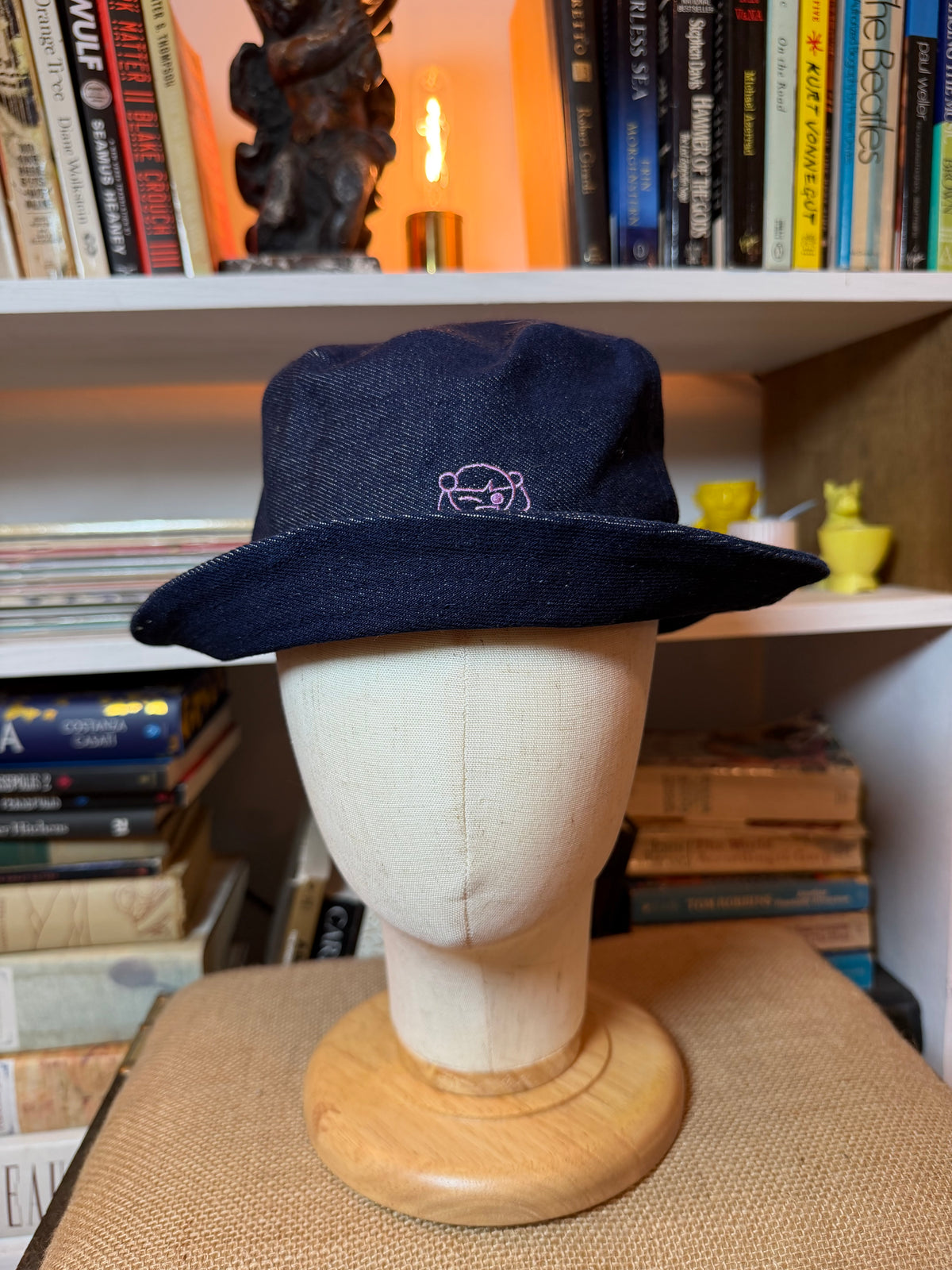 Denim embroidered hat