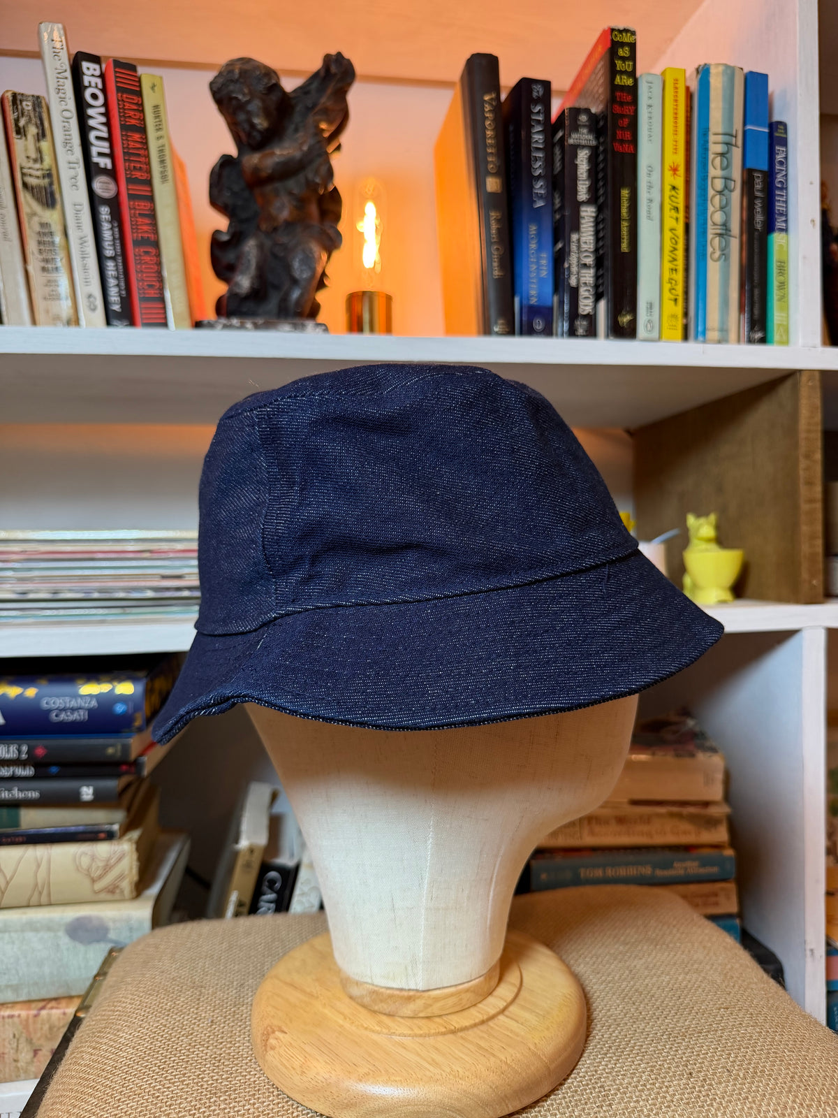 Denim embroidered hat