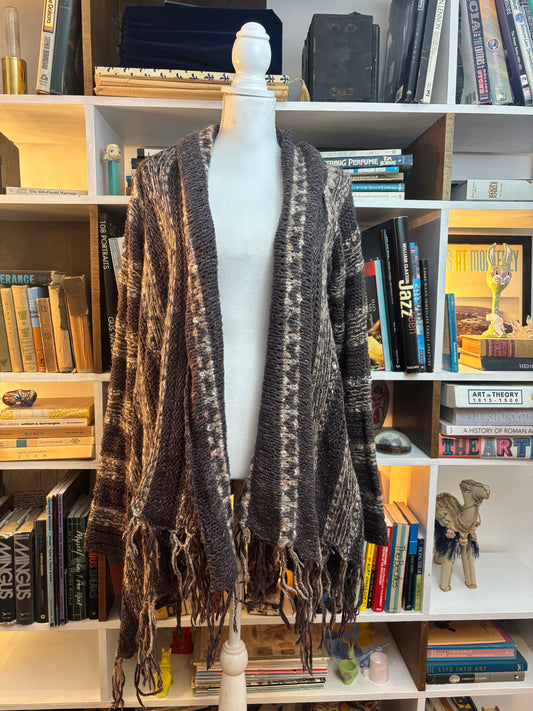 Free People Runaway Love Fringed Trim Wrap Cardigan Sweater