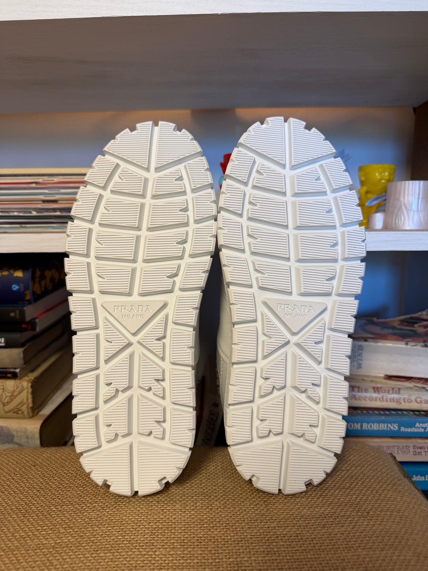 Prada Downtown Shearling Platform Sneakers 36