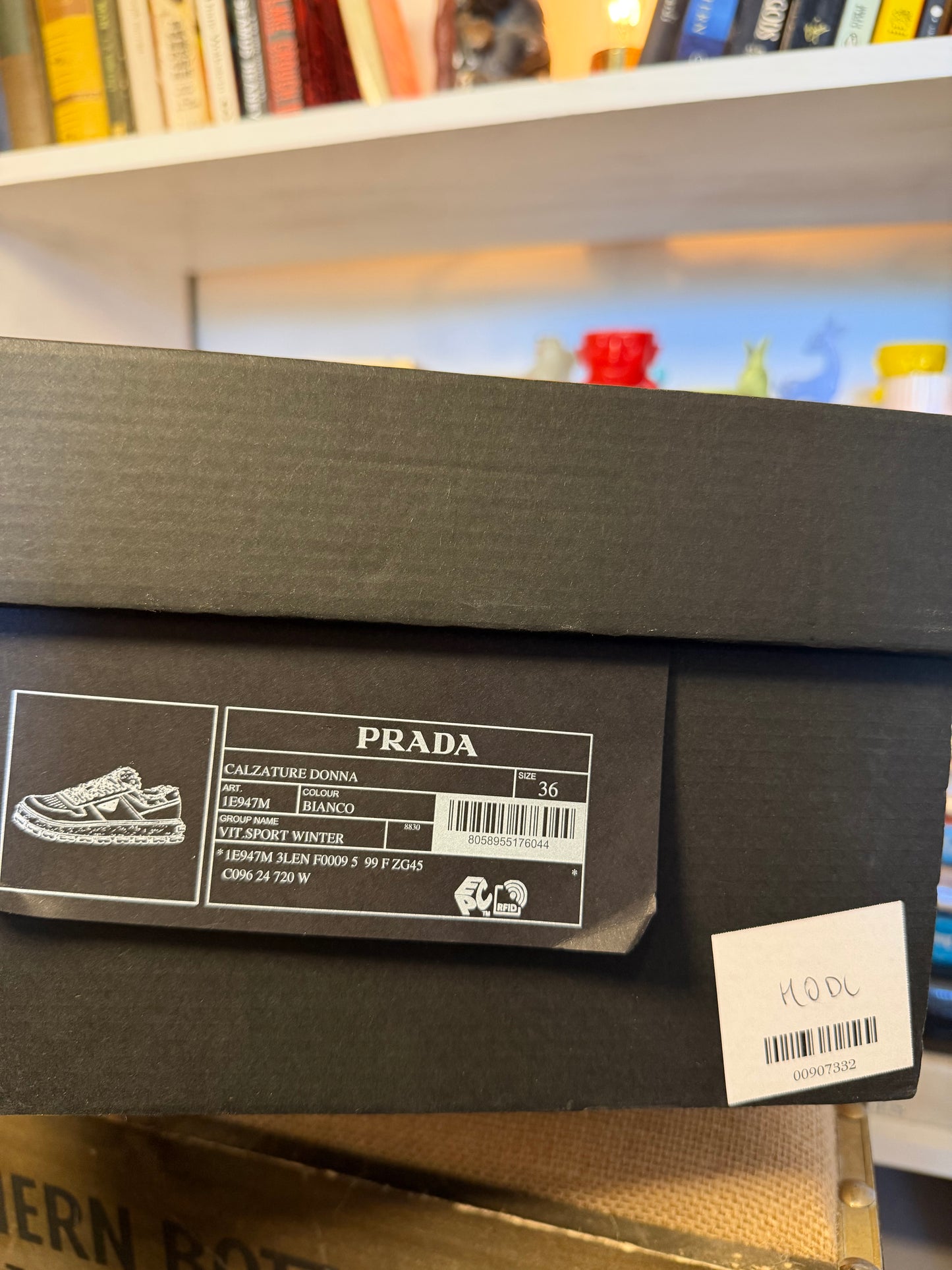 Prada Downtown Shearling Platform Sneakers 36