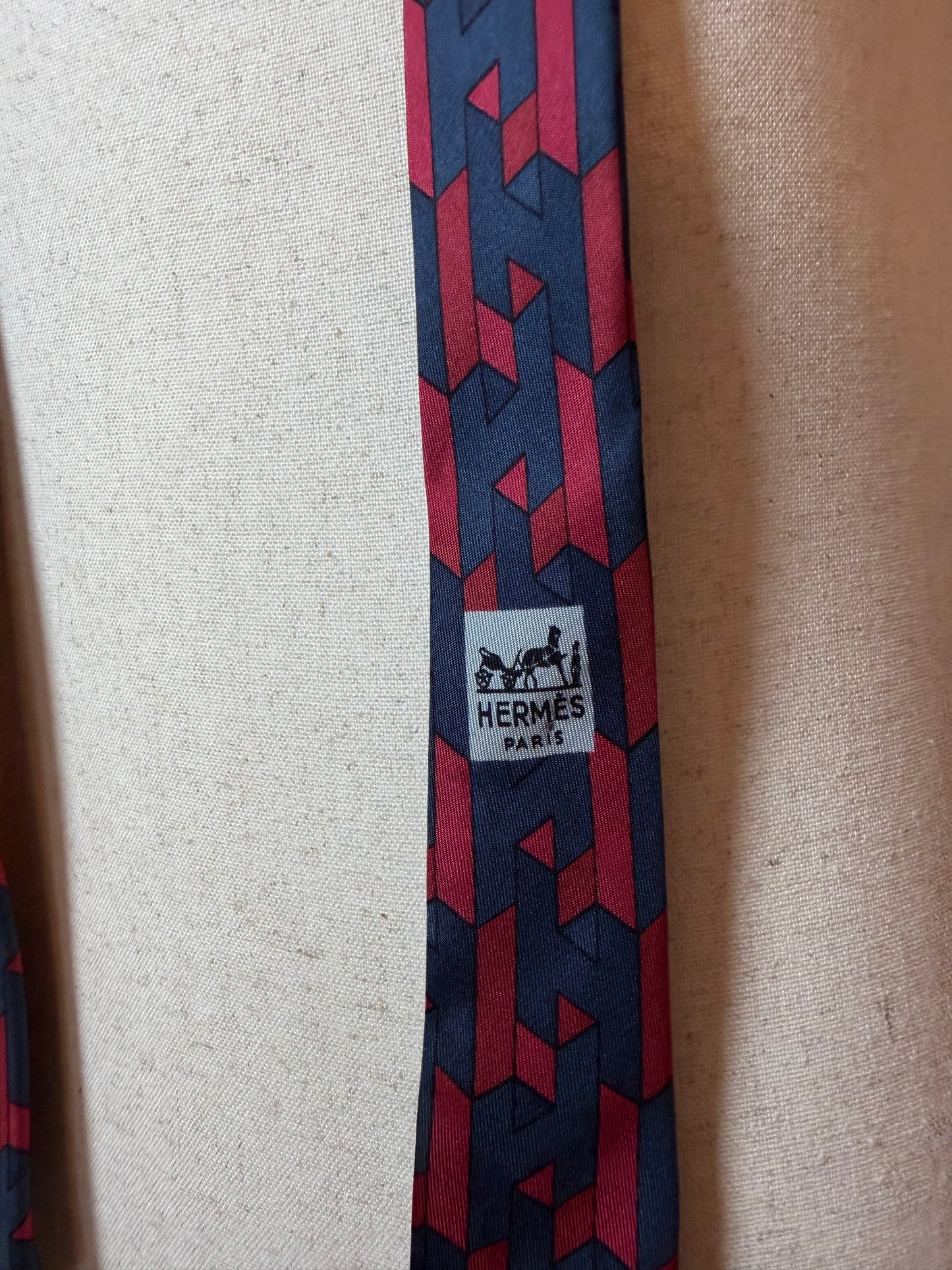 Hermès Paris Silk Tie — 1970s Abstract Geometric