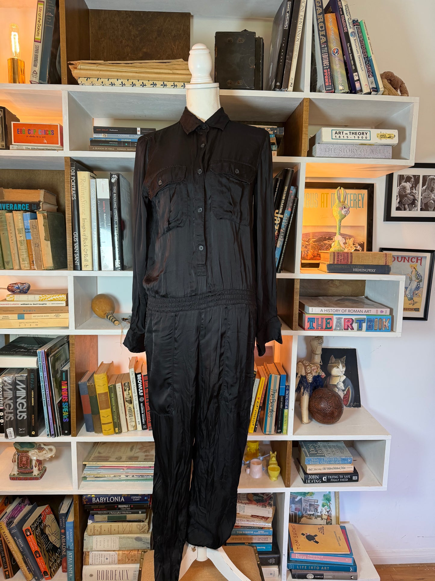 Denim & Supply Ralph Lauren Black Satin Utility Jumpsuit