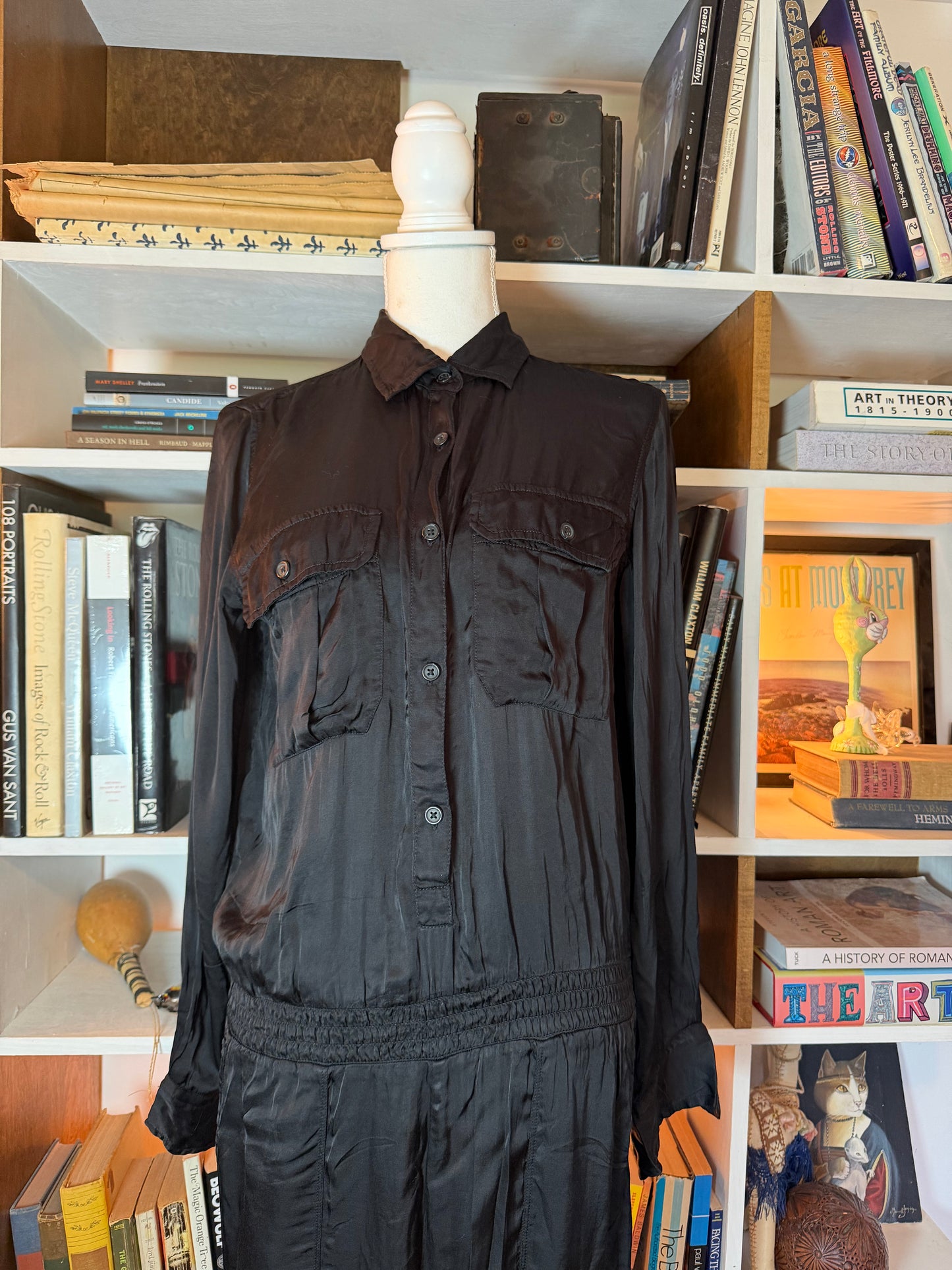 Denim & Supply Ralph Lauren Black Satin Utility Jumpsuit