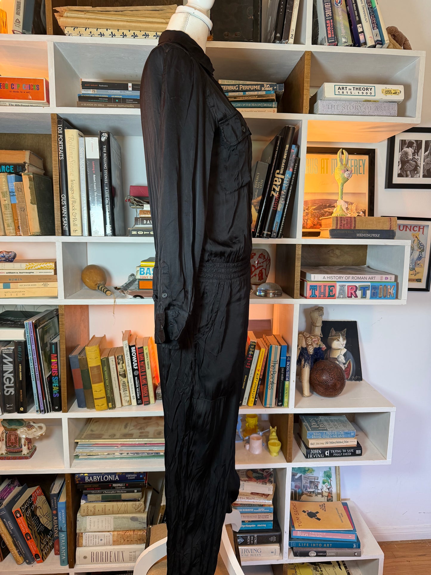 Denim & Supply Ralph Lauren Black Satin Utility Jumpsuit