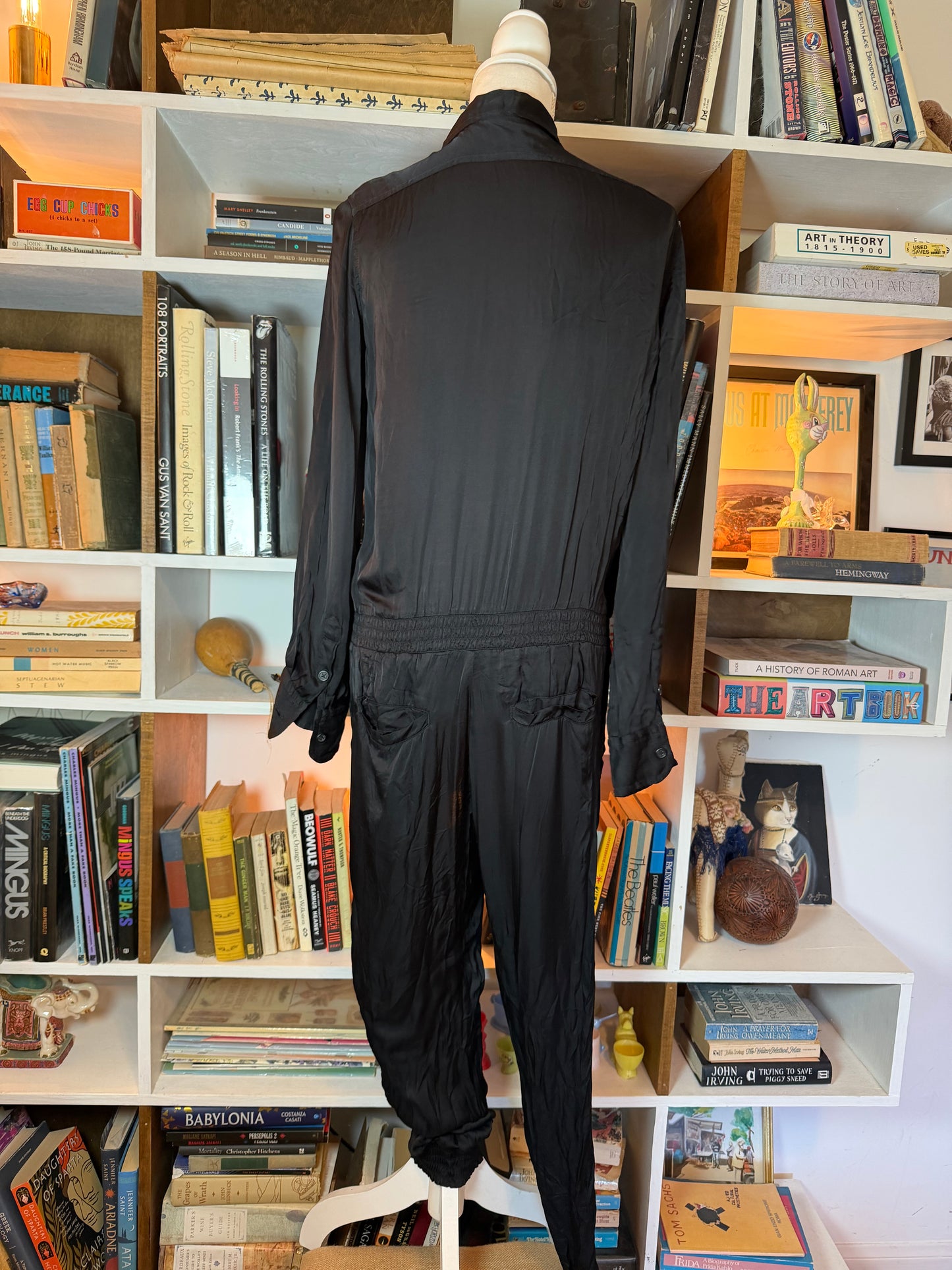 Denim & Supply Ralph Lauren Black Satin Utility Jumpsuit