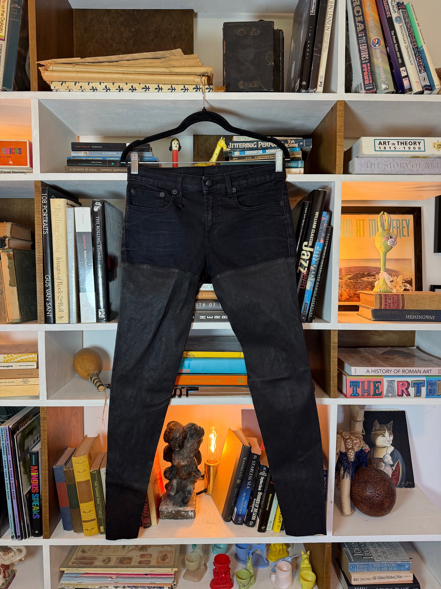 R13 Leather Chaps Jeans