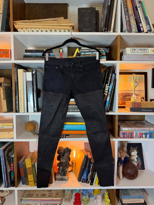 R13 Leather Chaps Jeans