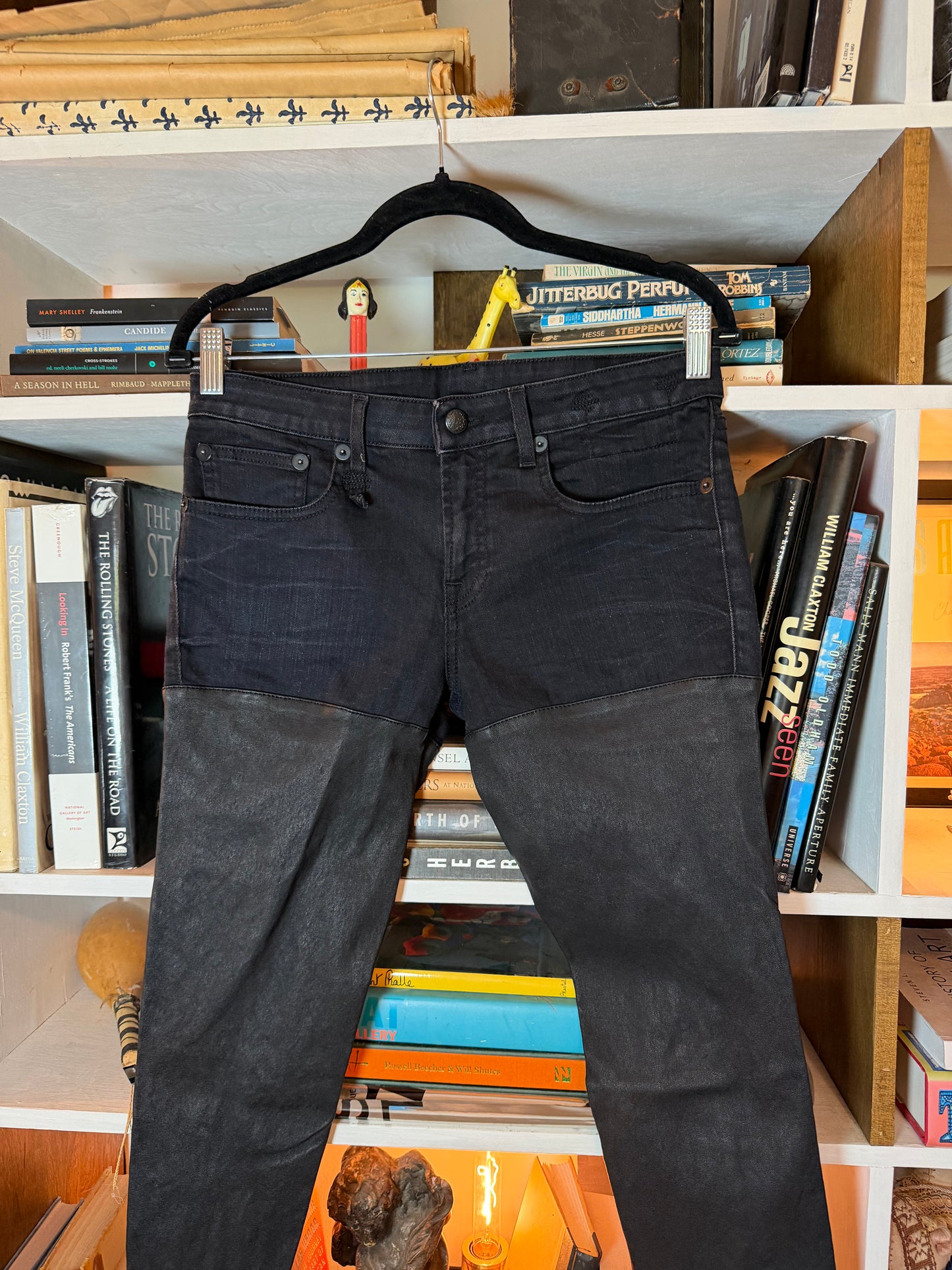 R13 Leather Chaps Jeans