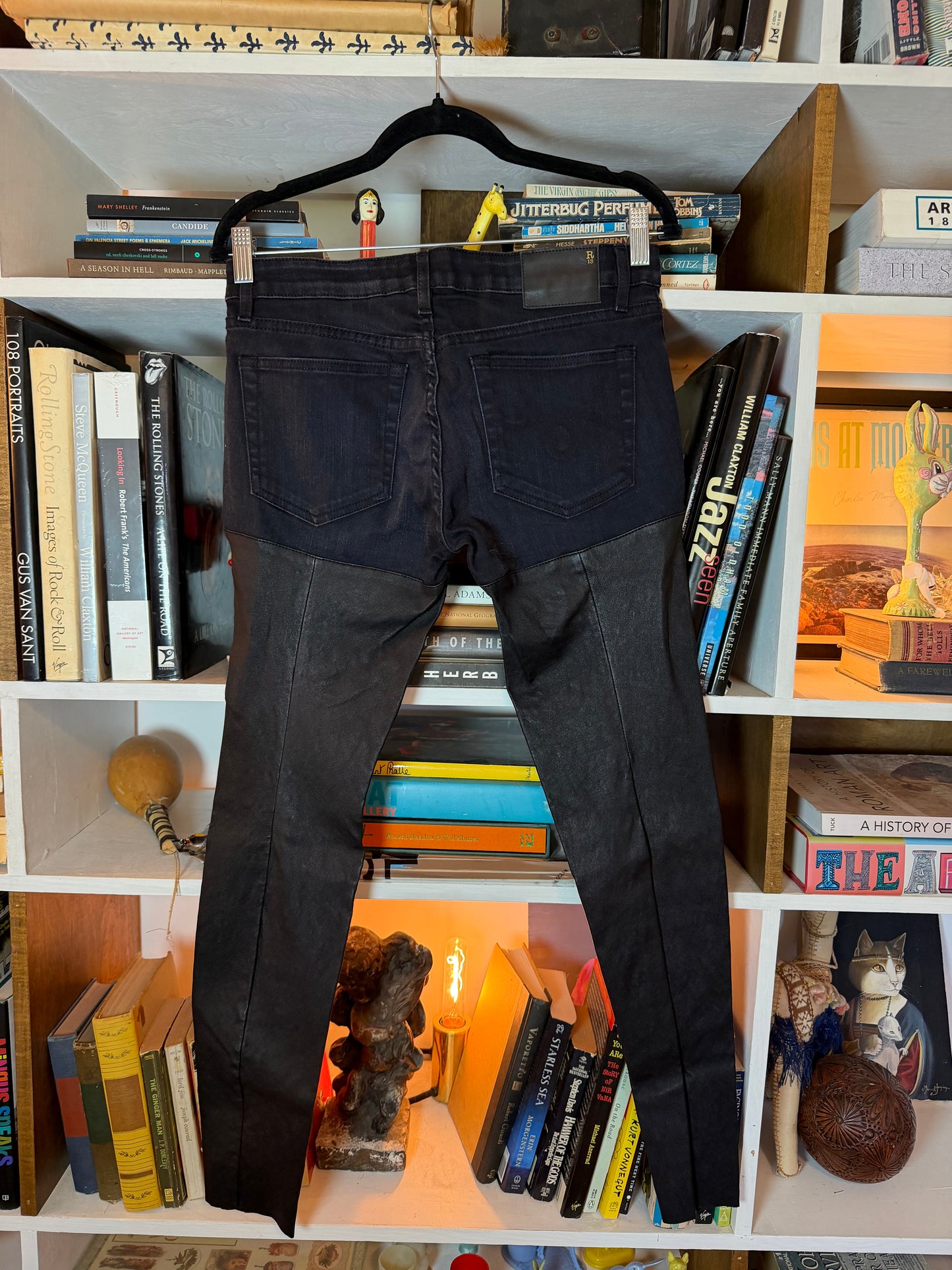 R13 Leather Chaps Jeans