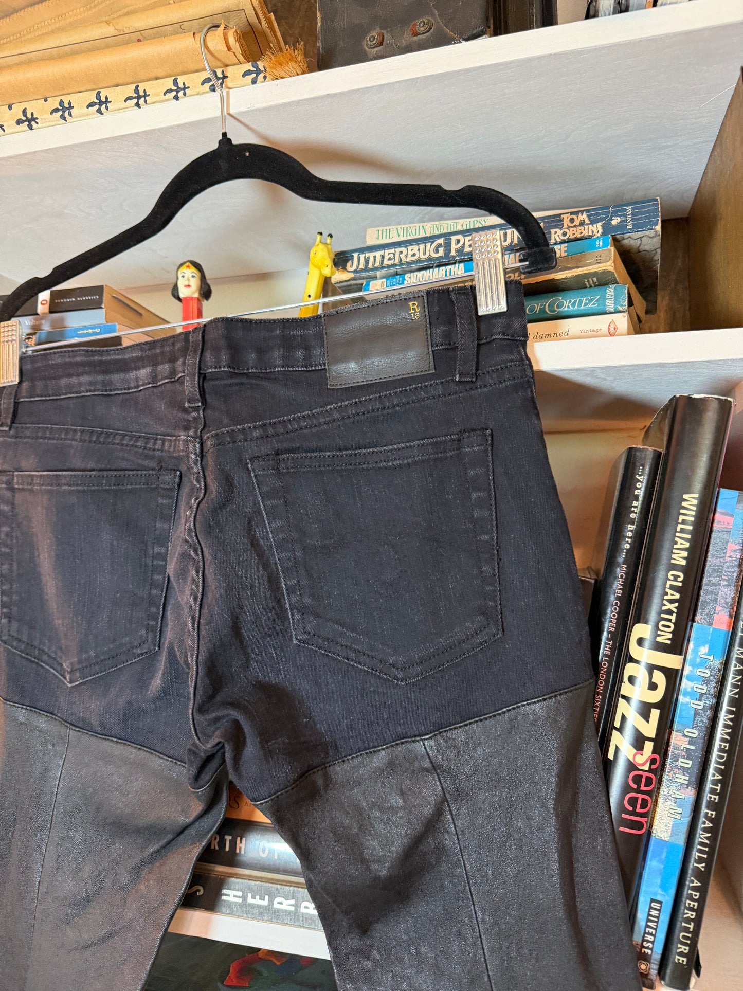 R13 Leather Chaps Jeans