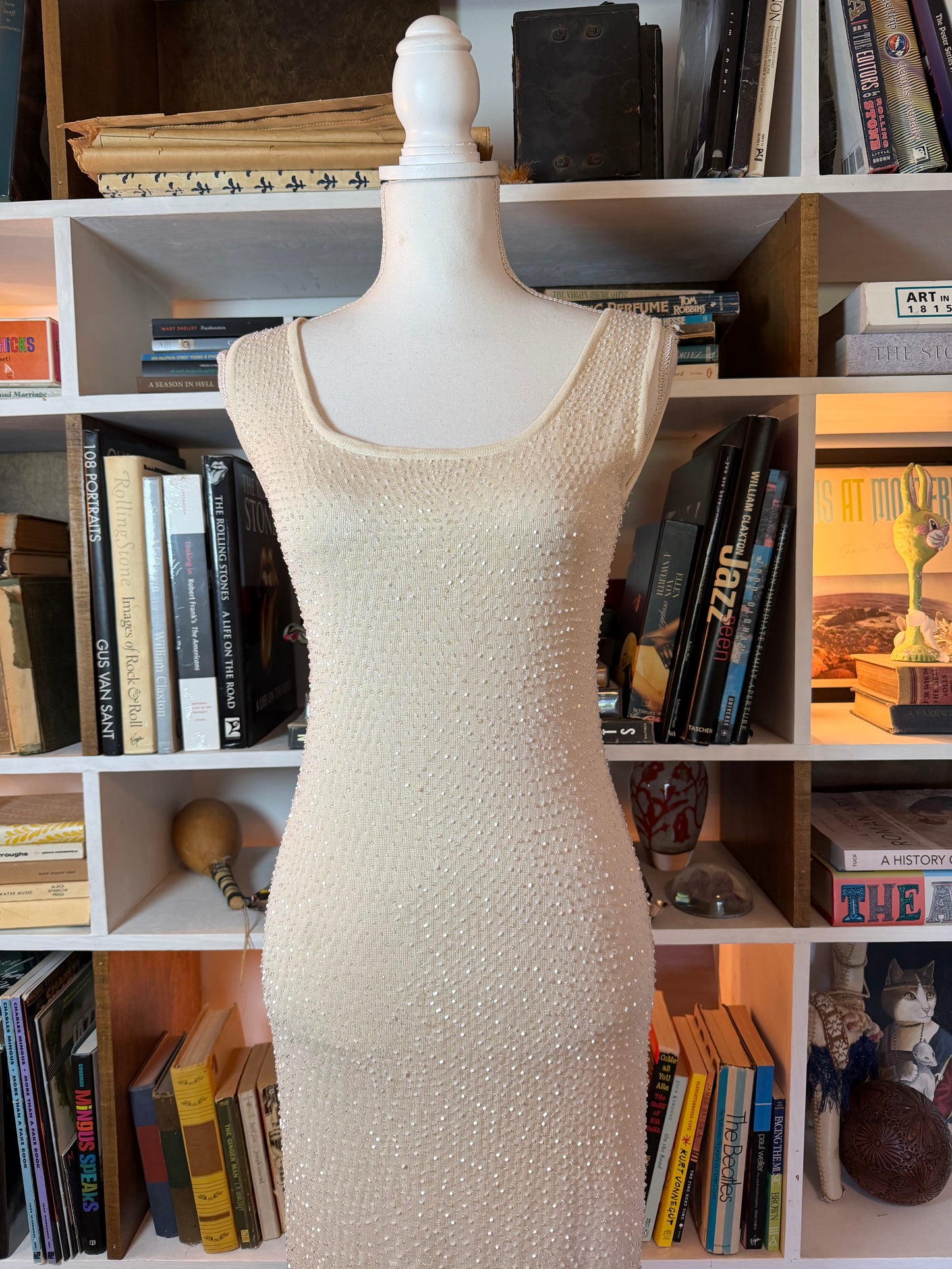 Badgley Mischka Ivory Beaded Column Gown