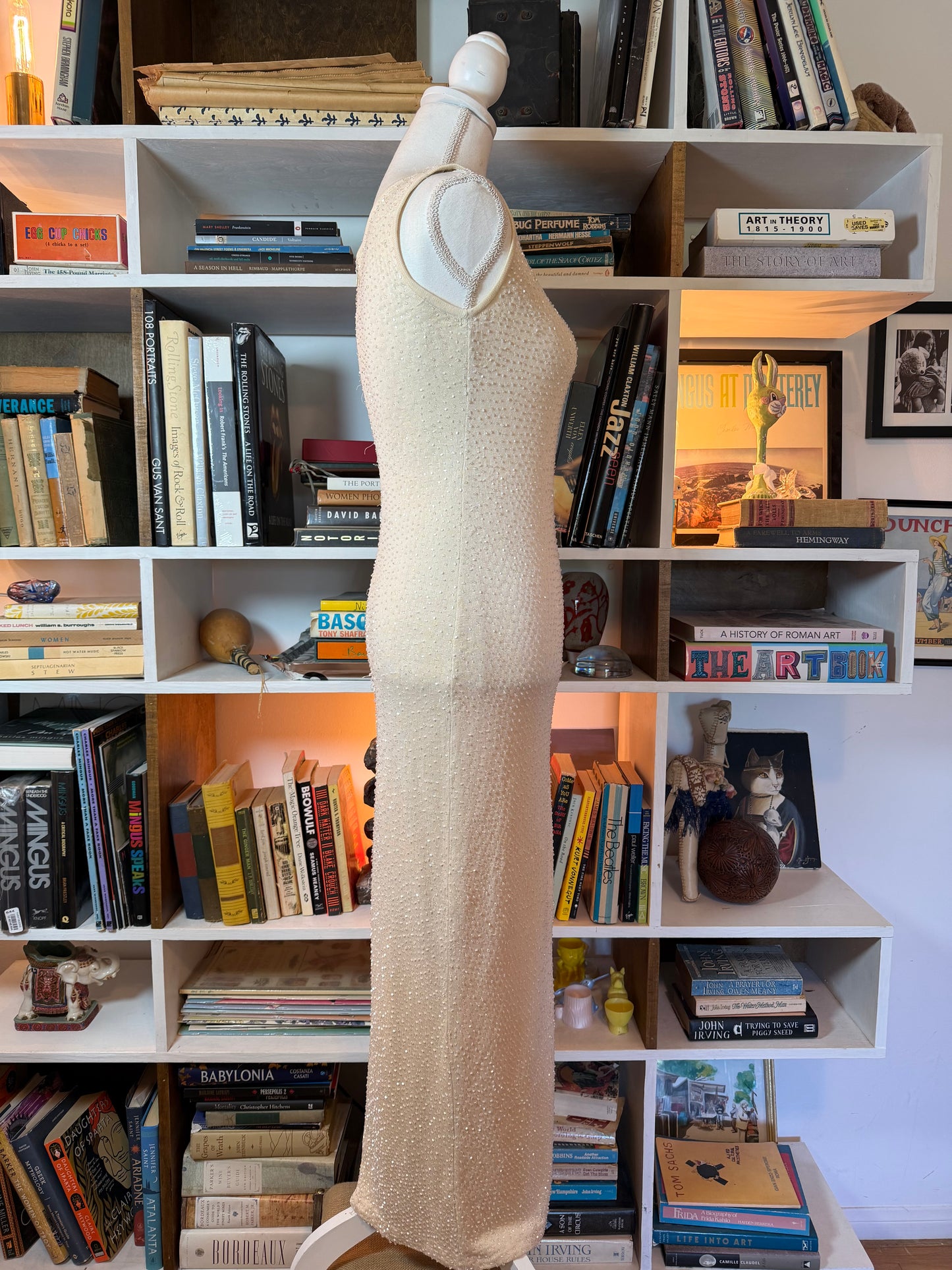 Badgley Mischka Ivory Beaded Column Gown