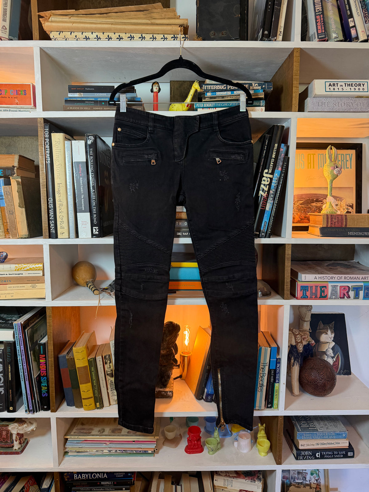 Balmain Paris Black Biker Jeans
