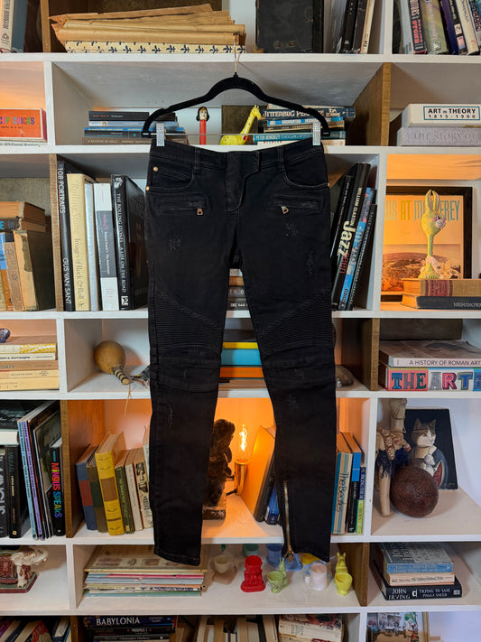 Balmain Paris Black Biker Jeans