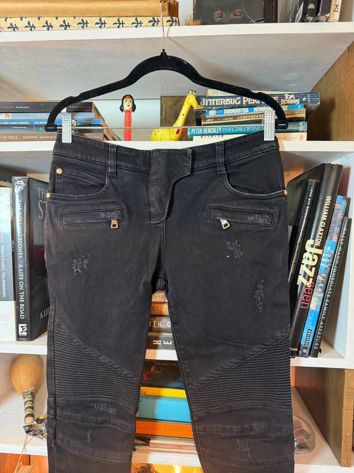 Balmain Paris Black Biker Jeans