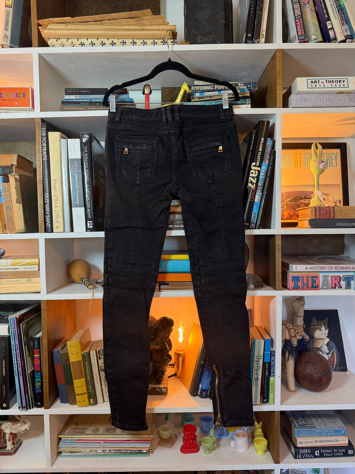 Balmain Paris Black Biker Jeans