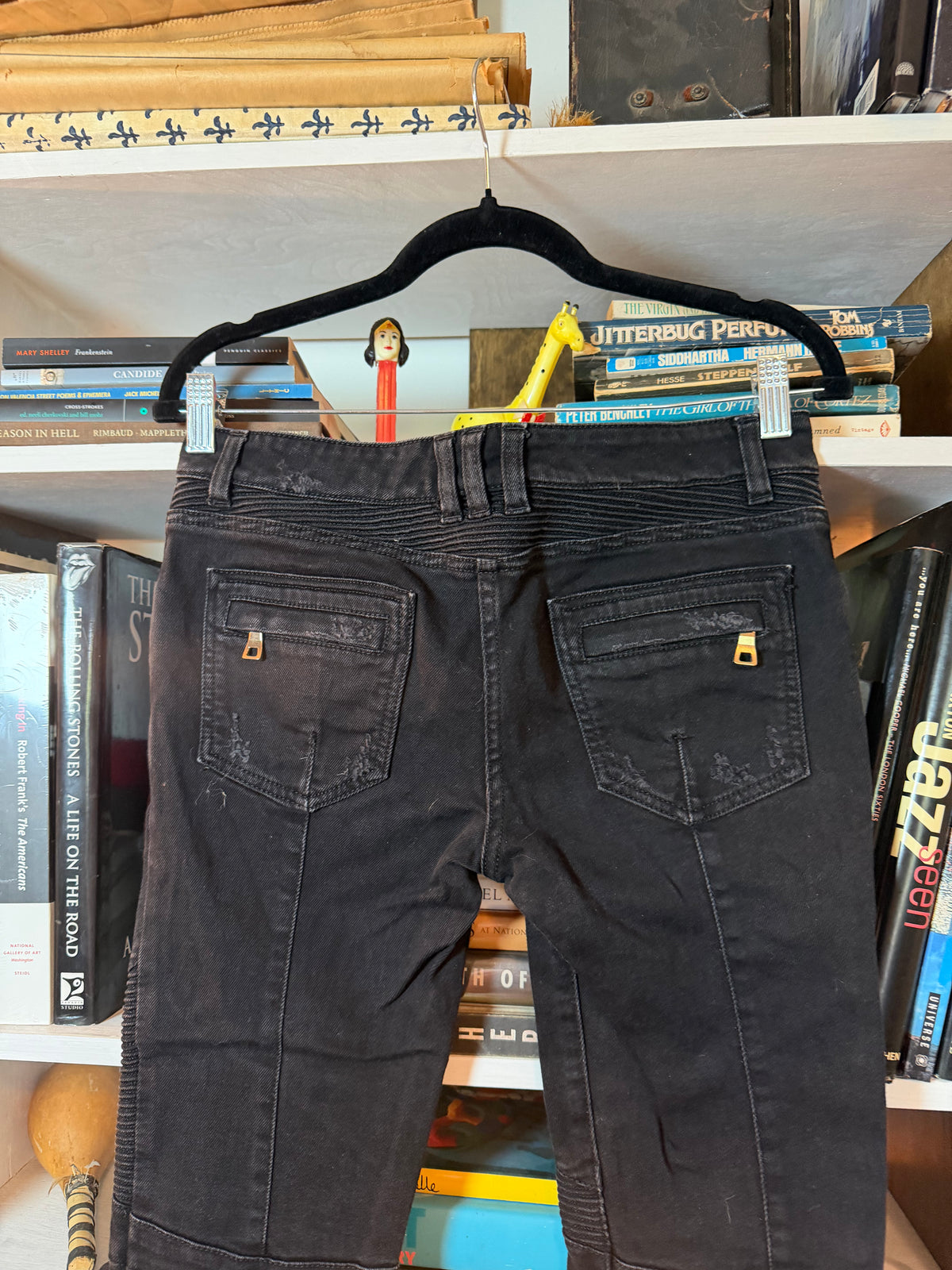 Balmain Paris Black Biker Jeans