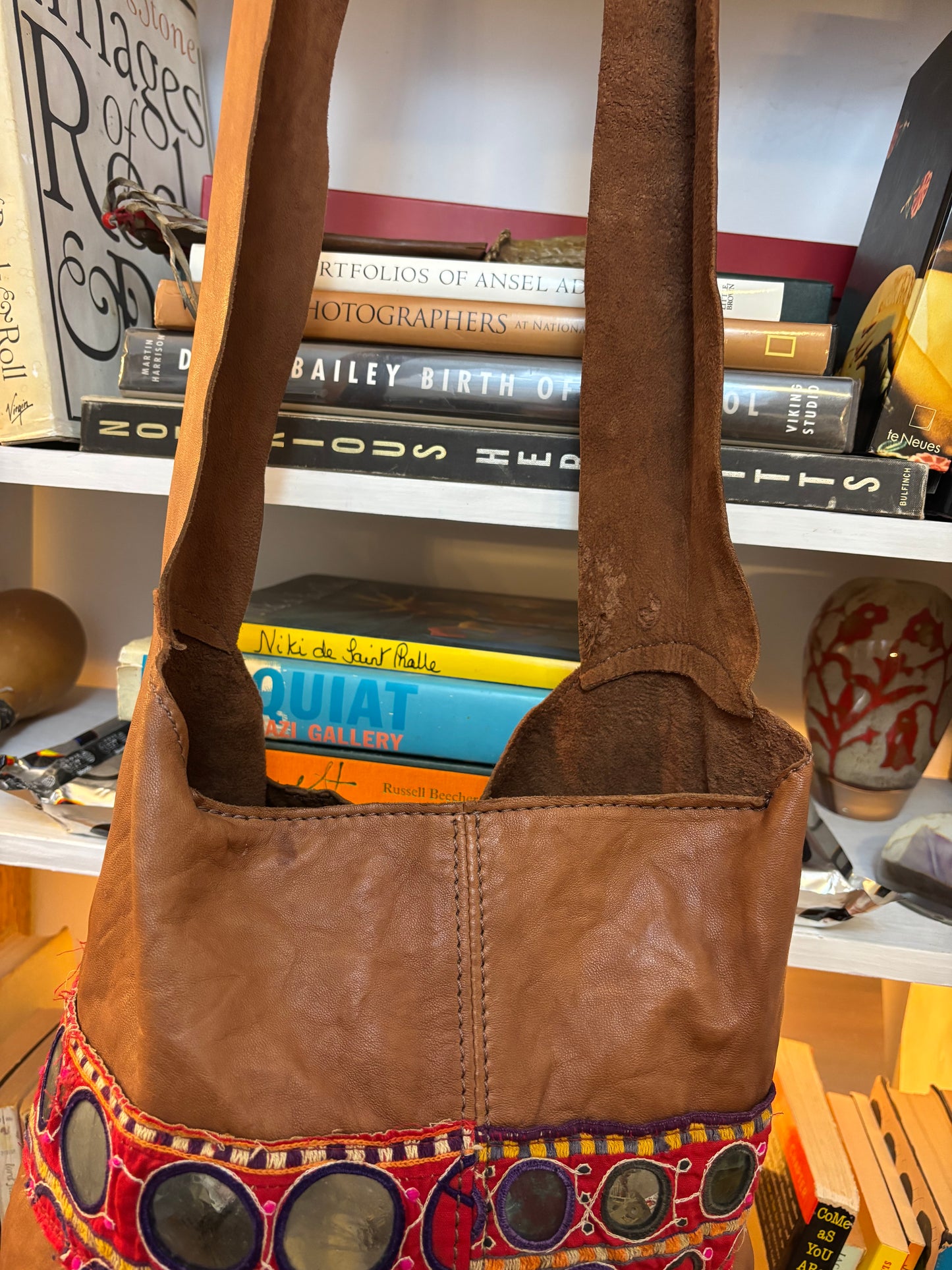 Anouk Leather Mirrored Crossbody Bag