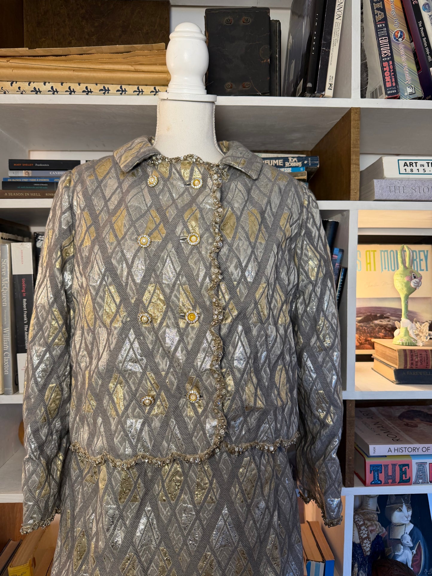1960s Oscar de la Renta Metallic Brocade Dress & Jacket Set