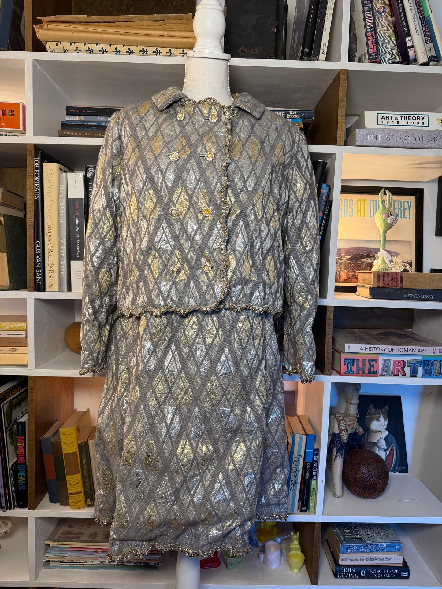 1960s Oscar de la Renta Metallic Brocade Dress & Jacket Set