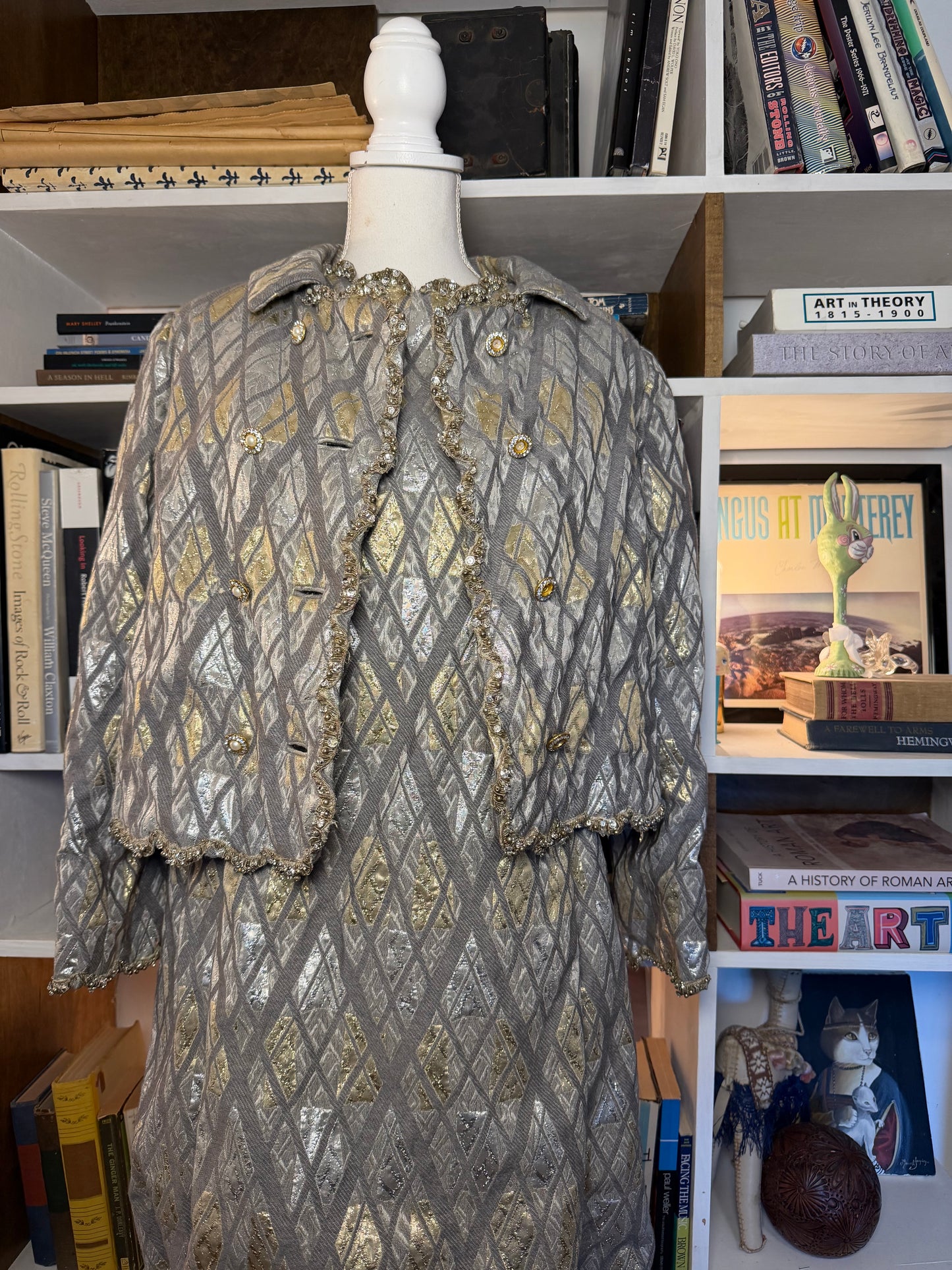1960s Oscar de la Renta Metallic Brocade Dress & Jacket Set