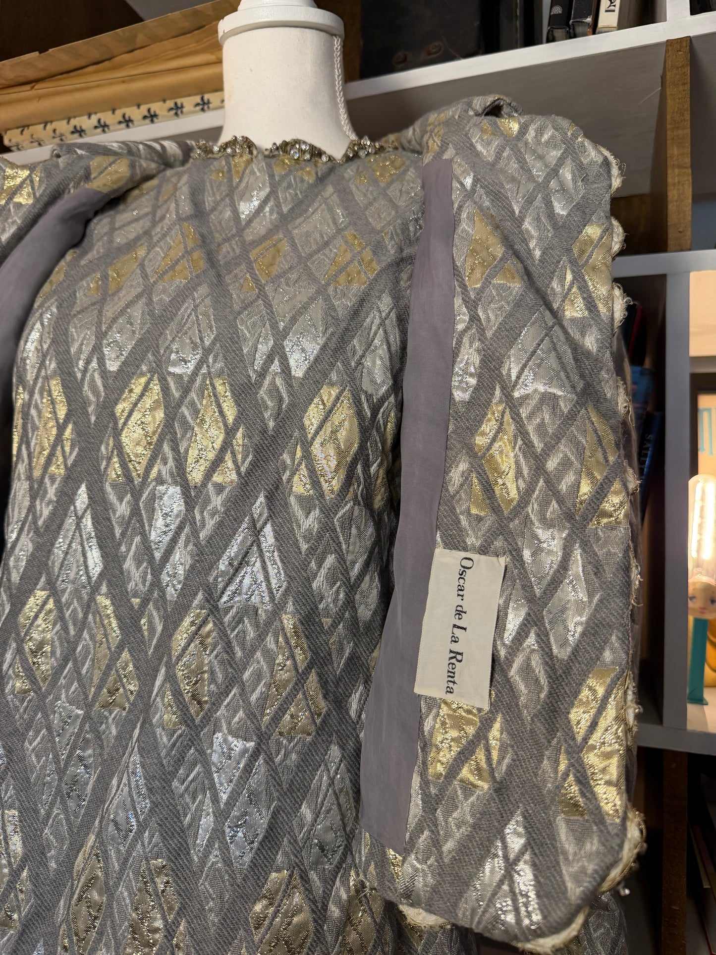 1960s Oscar de la Renta Metallic Brocade Dress & Jacket Set