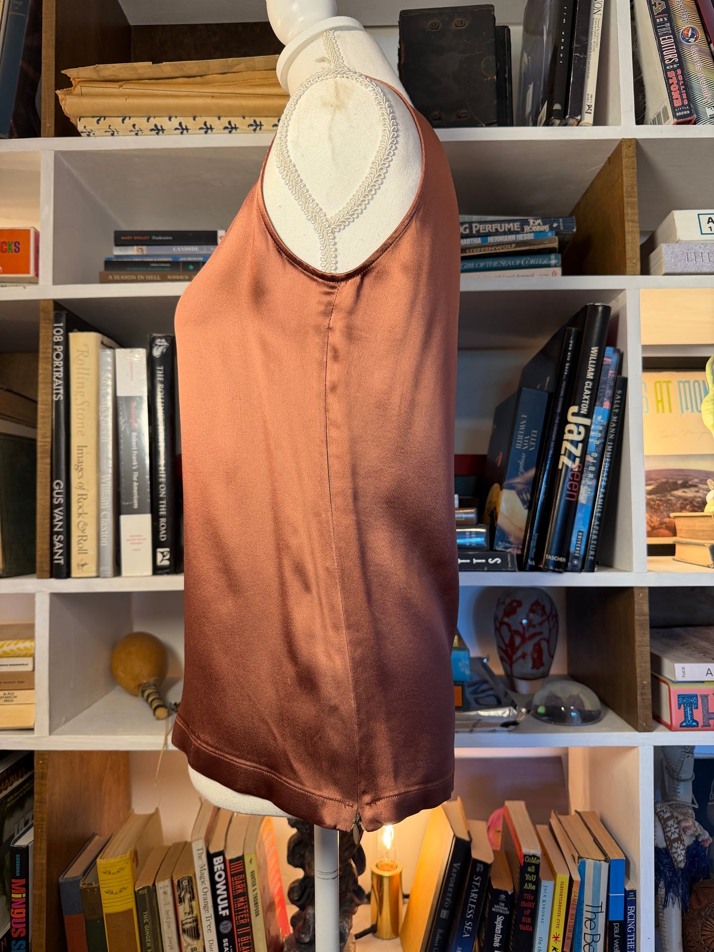 Gianfranco Ferré Studio Silk-Blend Camisole Top — Cognac Brown