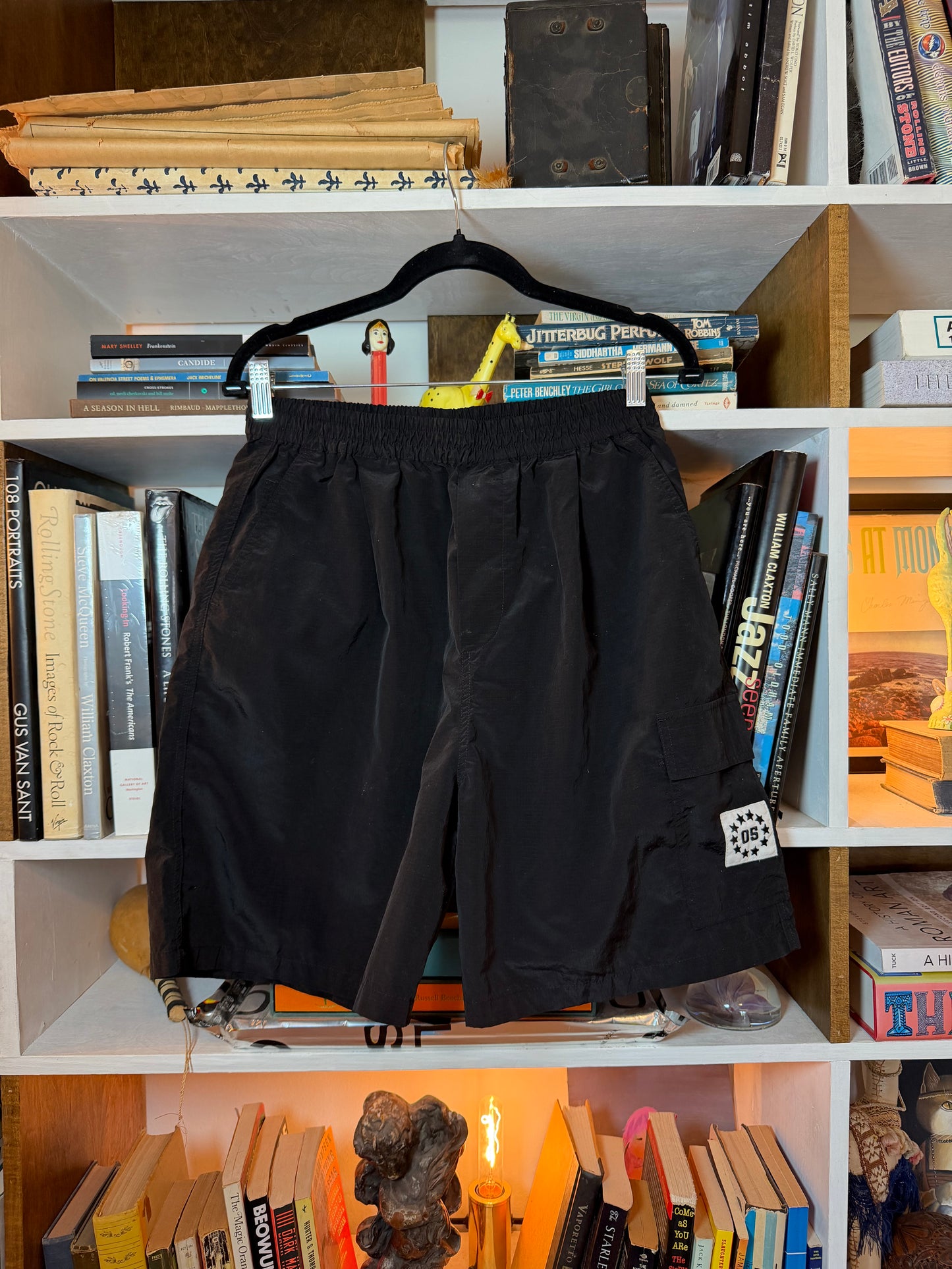 05 Flynn Black Nylon Cargo Shorts
