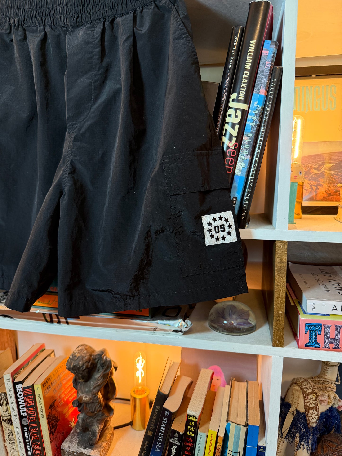 05 Flynn Black Nylon Cargo Shorts