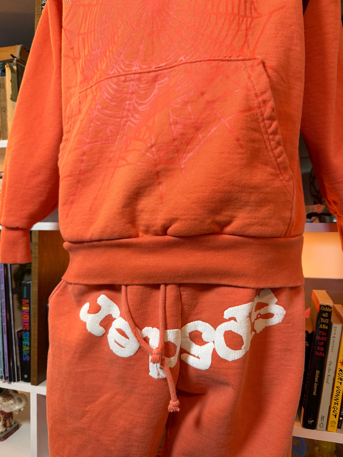 Sp5der Rust Orange Web Graphic Tracksuit Set