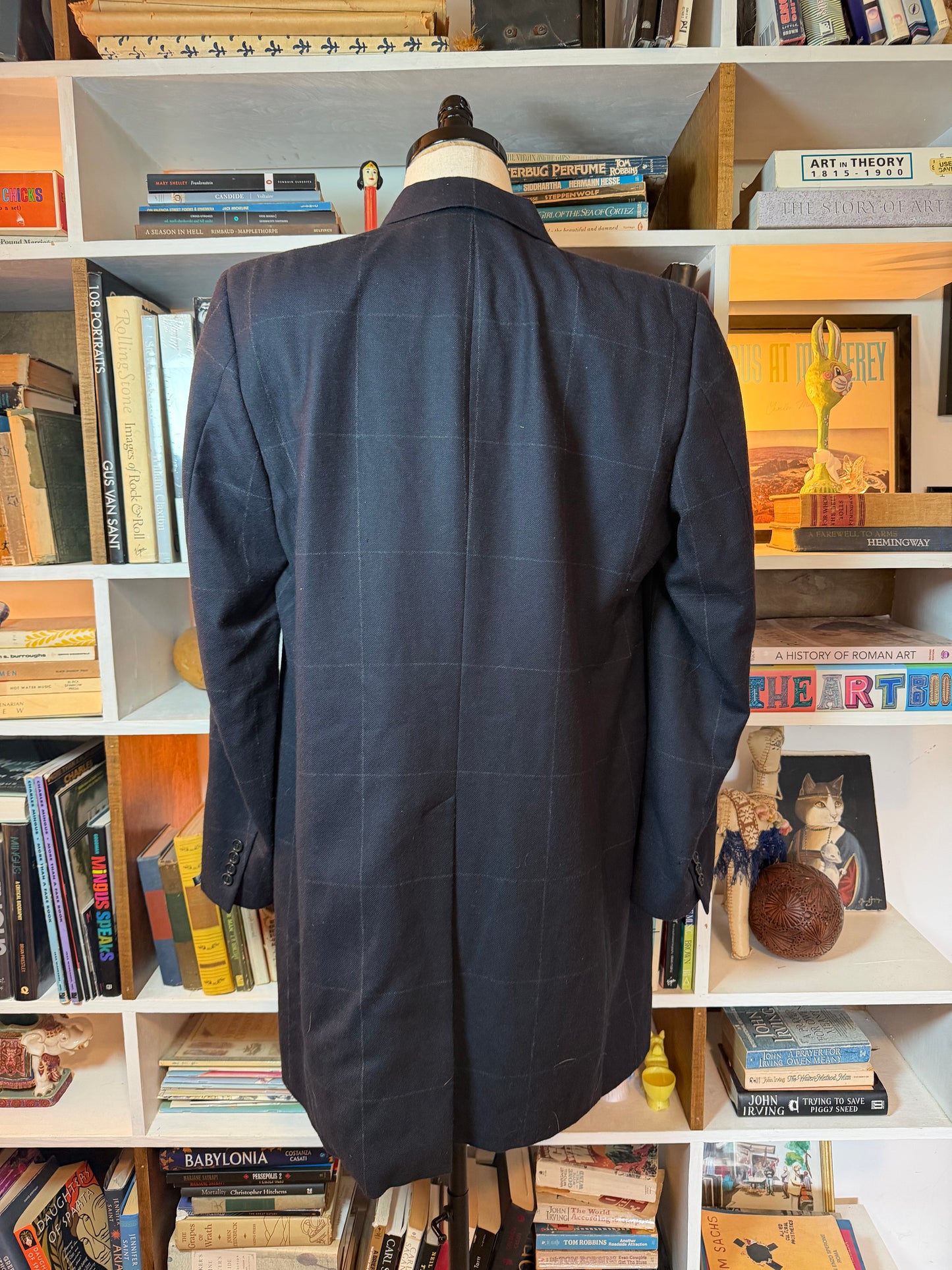 Paul Smith Navy Windowpane Wool Overcoat